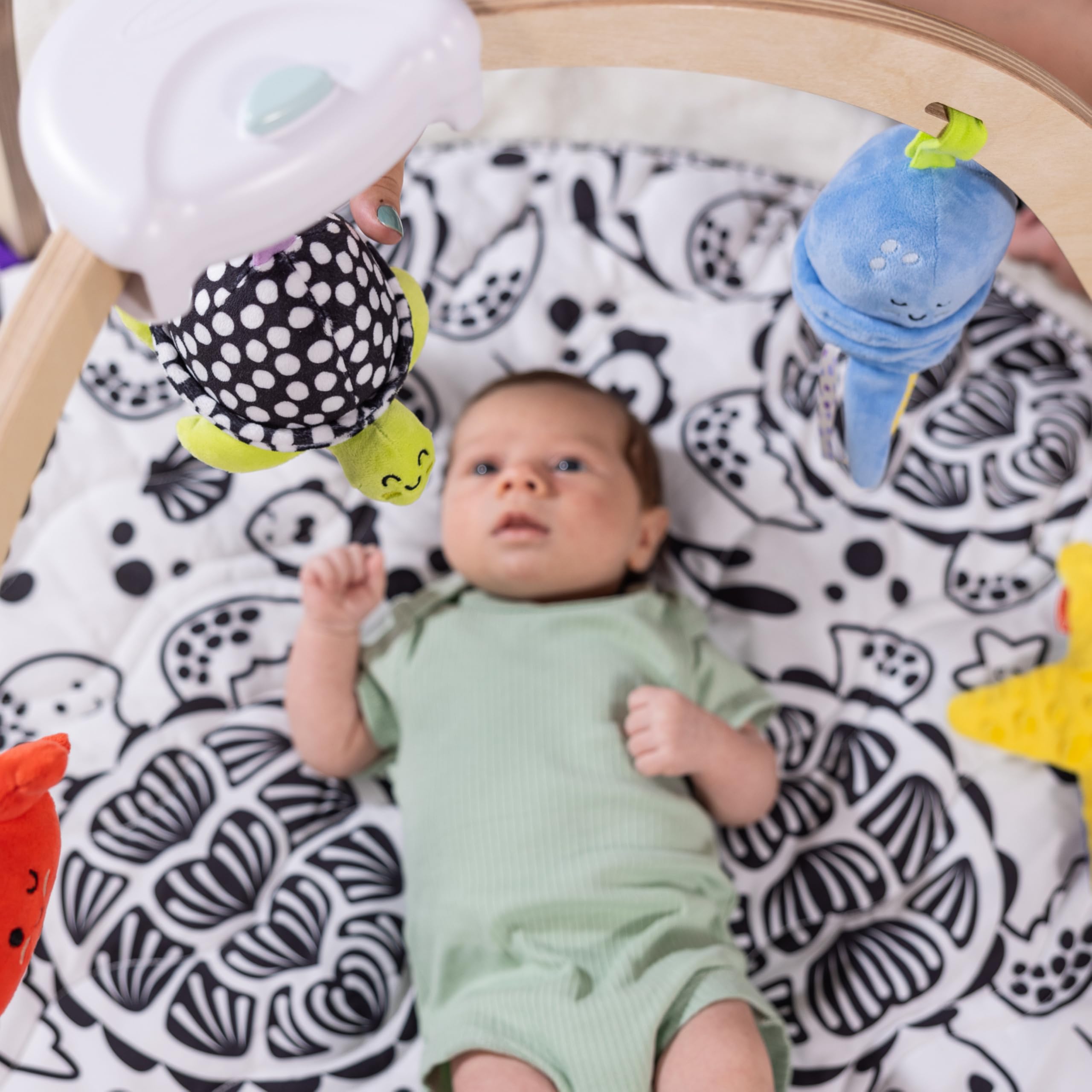 Melissa & Doug Ocean Play Gym - Reversible Mat & 5 Toys for Infants 0-9M, FSC-Certified | Baby Tummy Time & Sensory Play