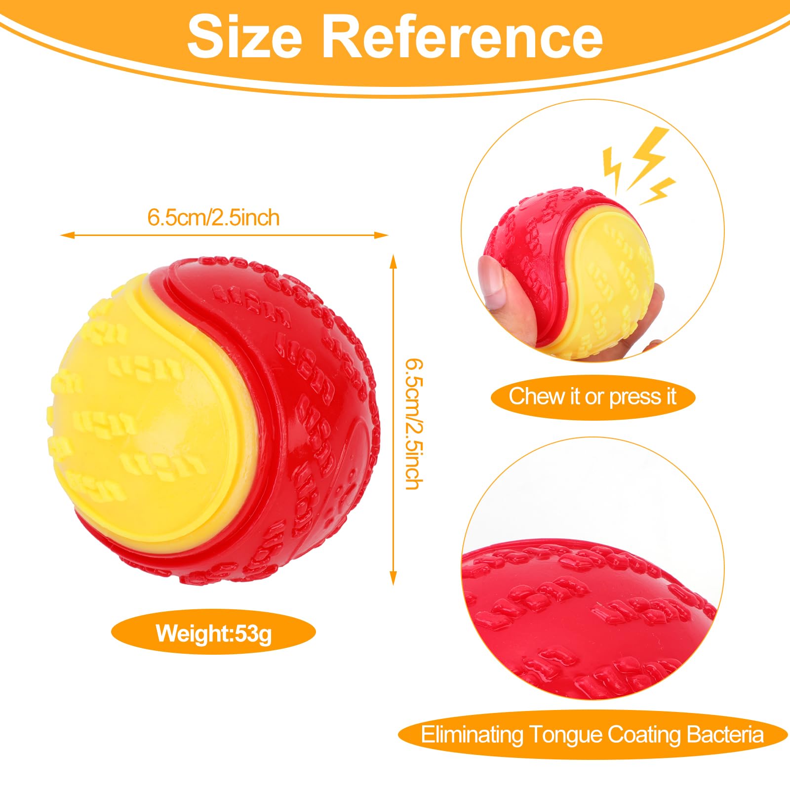 QKURT 3-Pack Durable Squeaky Dog Balls - Indestructible Chew Toys for Medium & Large Dogs - High Bounce Rubber Ball for Teeth Training & Interactive Play - Perfect for Fetch, Training & Outdoor Activities