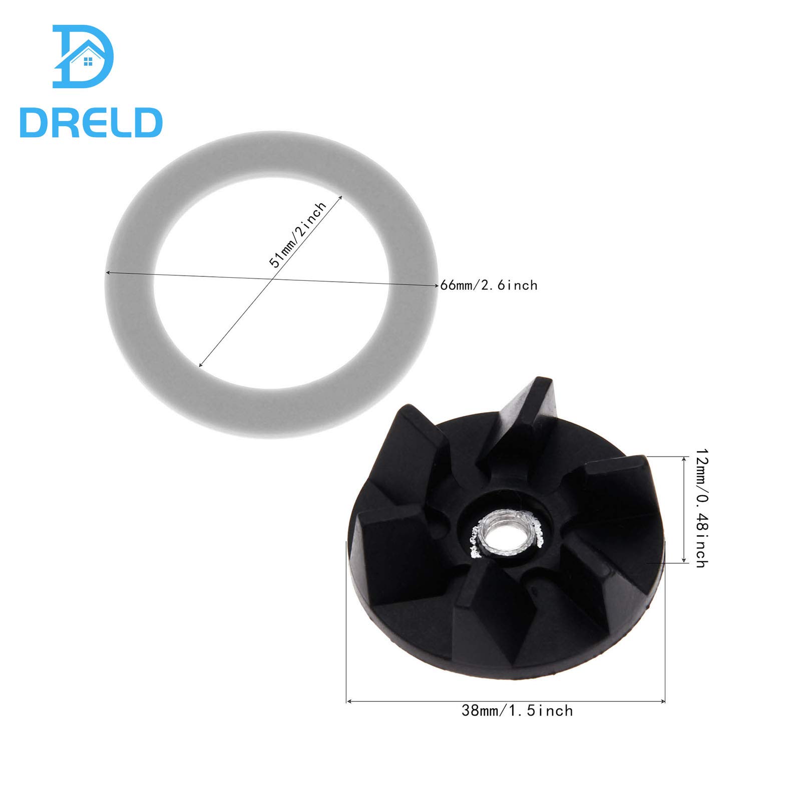 Hamilton Beach Blender Replacement Motor Drive Coupling Gear Clutch Kit - 2Pcs Coupling & 3Pcs Rubber Gasket Sealing O Ring - Compatible with Various Hamilton Beach Blender Models - Perfect for Smoothie Making & Food Processing