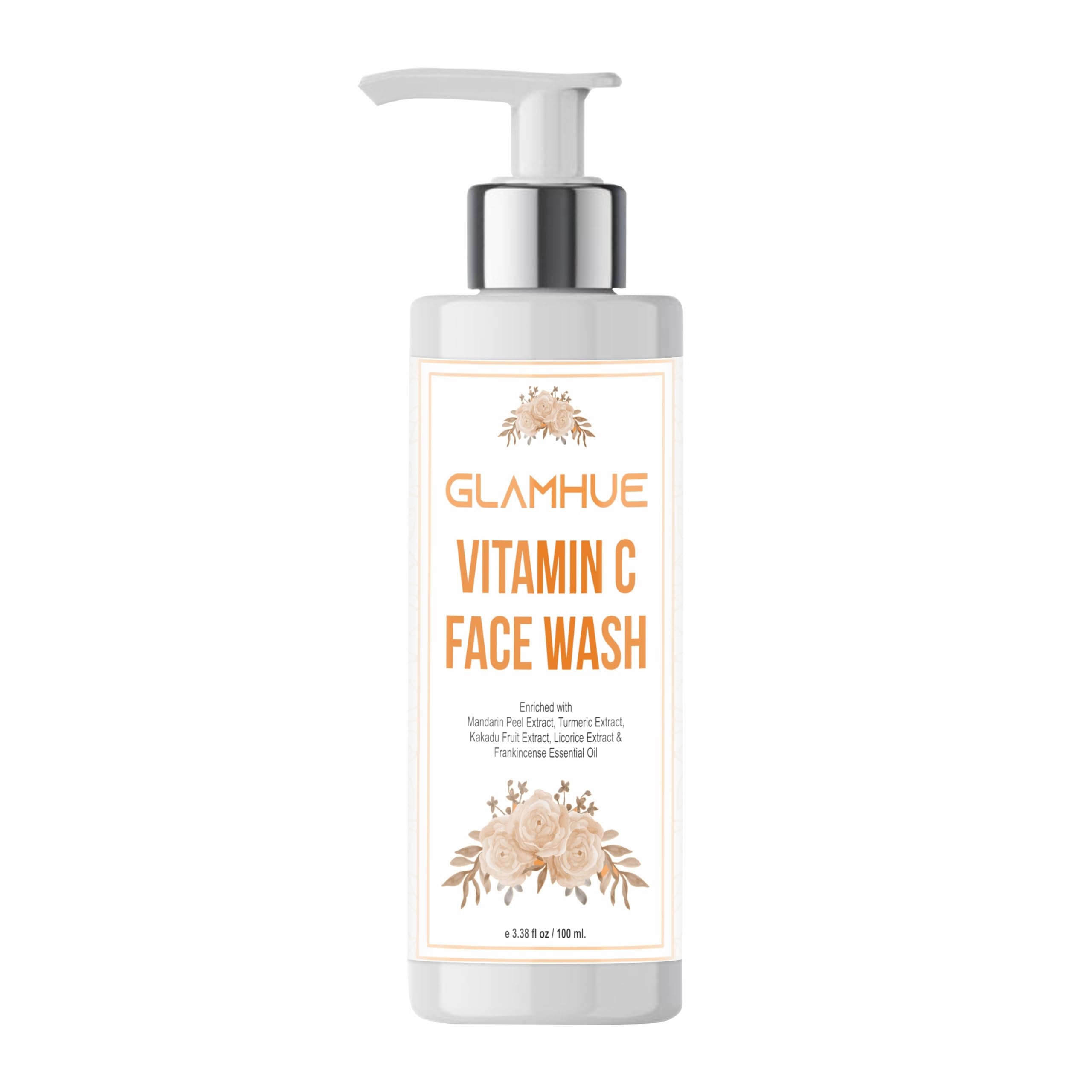 Vitamin C Face Wash with Turmeric, Mandarin Peel Extract & Frankincense Oil | Natural, Chemical-Free Cleanser | 100ml | Brightening & Anti-Aging Skincare for Daily Use