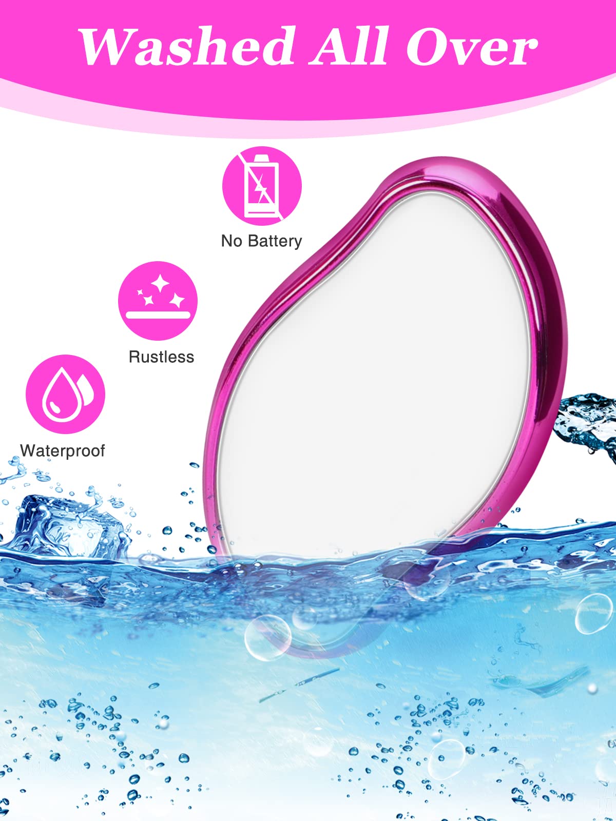 Crystal Hair Remover Epilator for Women - Easy & Painless Hair Removal Tool, Stress Relief Exfoliator for Smooth Skin (Pink) | Perfect for Home Spa, Travel & Quick Hair Removal