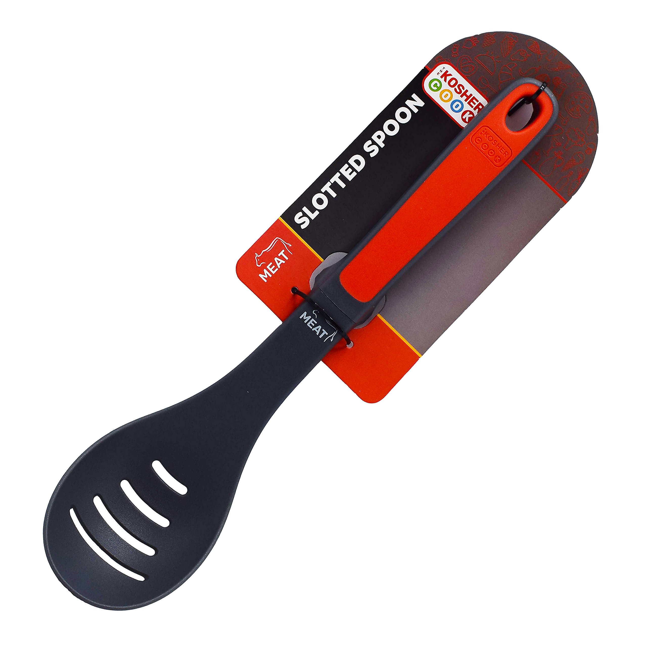 Premium Red Slotted Spoon - Heavy Duty Silicone Cooking Utensil with Ergonomic Handle for Mixing, Serving, Baking - Color Coded Kitchen Tool for Sauteing, Frying, Pasta Drainage & Food Preparation