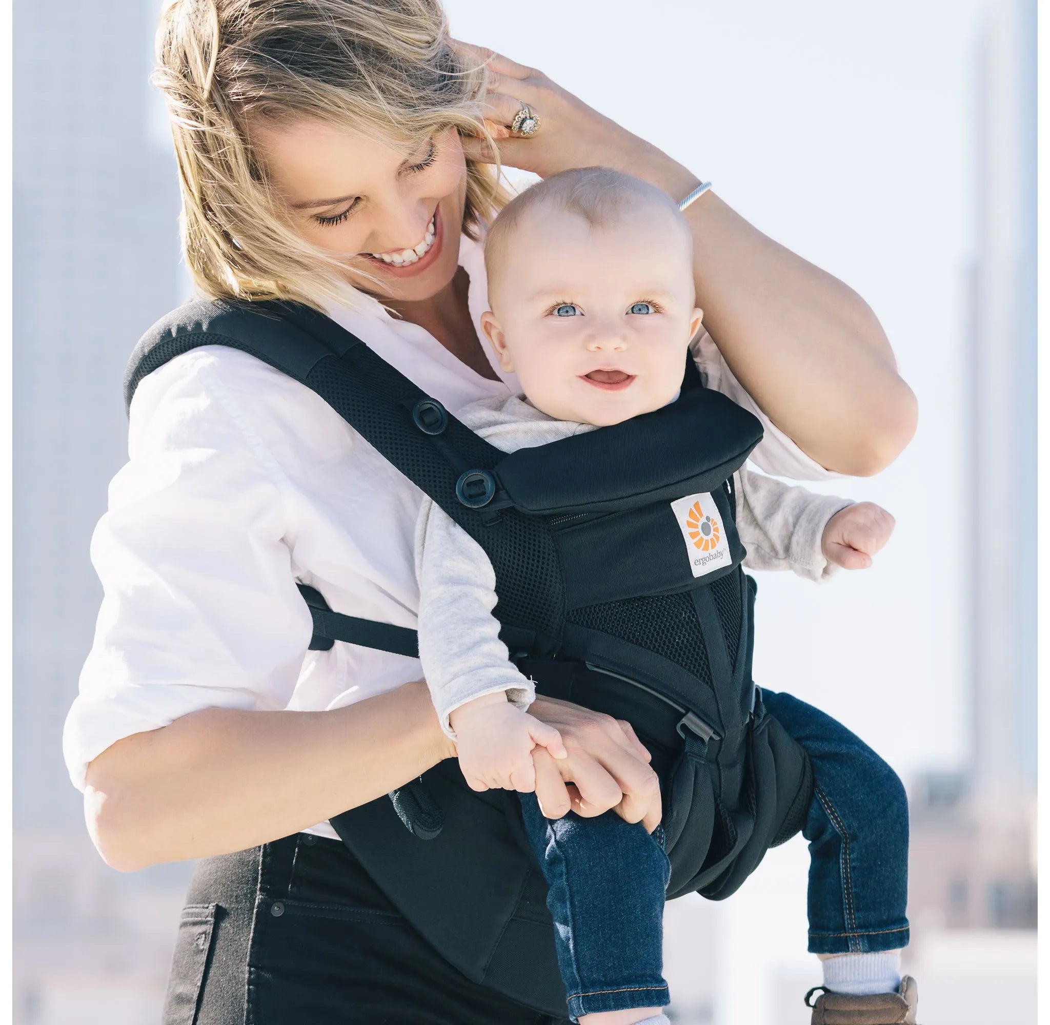 Omni 360 Cool Air Mesh Baby Carrier with Lumbar Support - Breathable All-Position Infant Carrier for 7-45 lbs (Onyx Black) - Perfect for Hiking, Travel & Everyday Use
