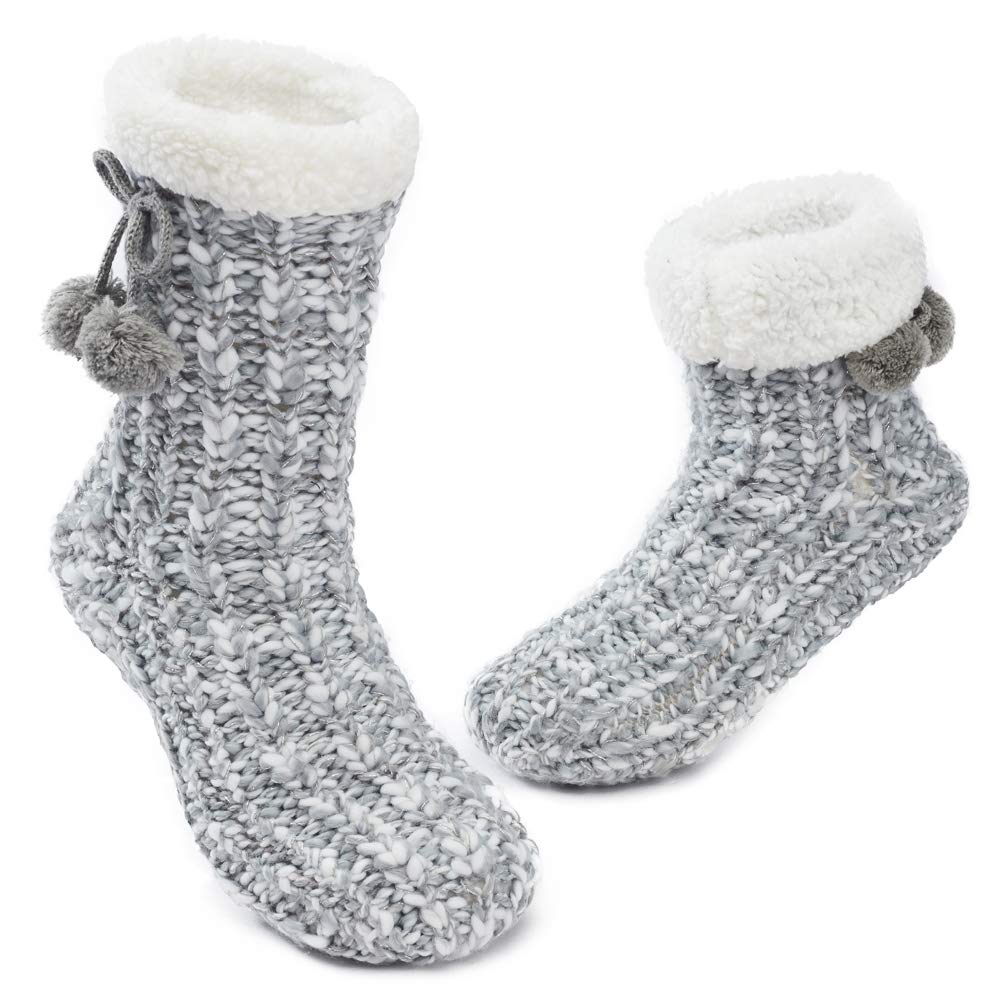 Maamgic Women's Knit Sherpa Slipper Socks - Warm Fleece Booties for Winter