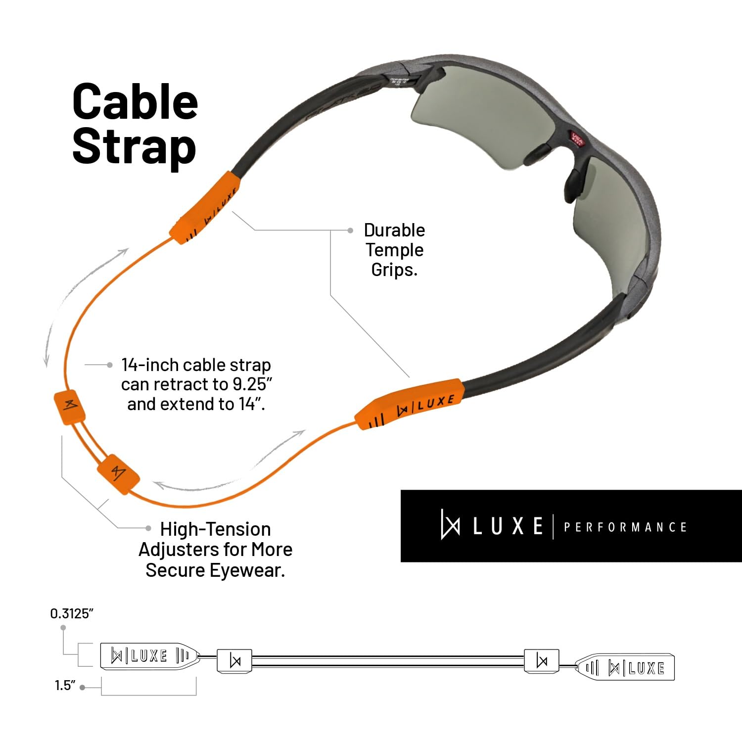 Adjustable Eyewear Retainer Strap - Secure Glasses & Sunglasses Holder with Comfortable Cable Design for Sports, Reading & Outdoor Activities