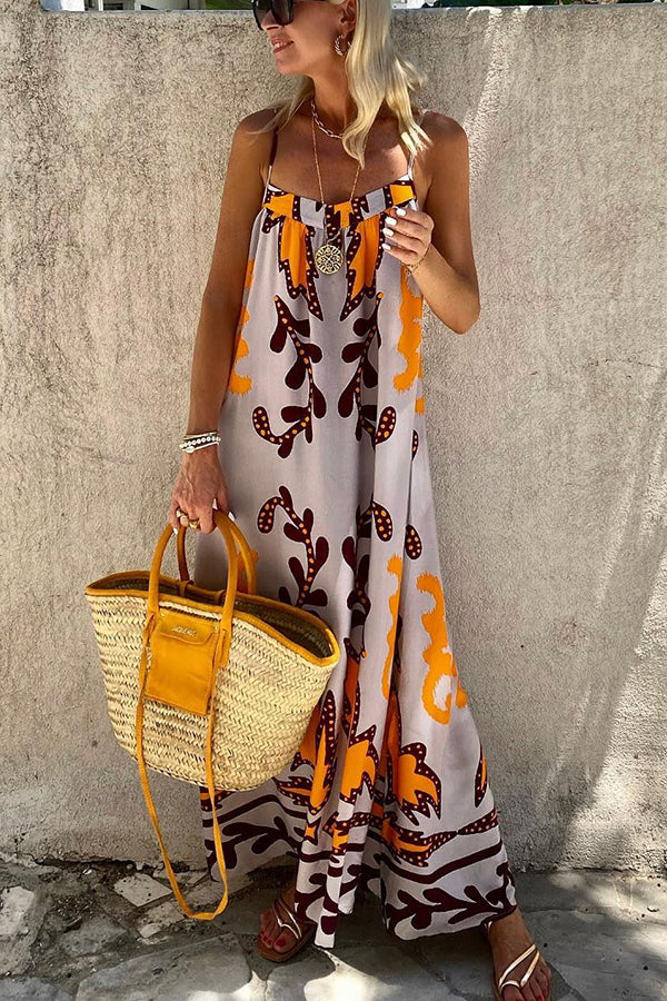 Sunday’s Color Palette Ethnic Printed Loose Cami Maxi Dress - Bohemian Summer Beach Dress for Women, Vacation & Festival Outfit