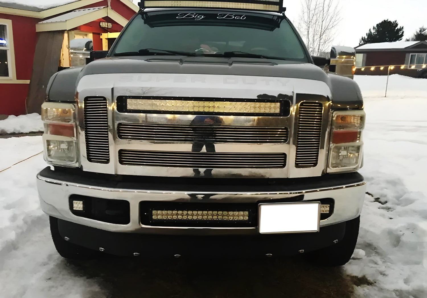 Ford F250 F350 F450 Front Tow Hook License Plate Relocation Mount Kit - Durable Off-Road Bumper Accessory for Truck & SUV Customization