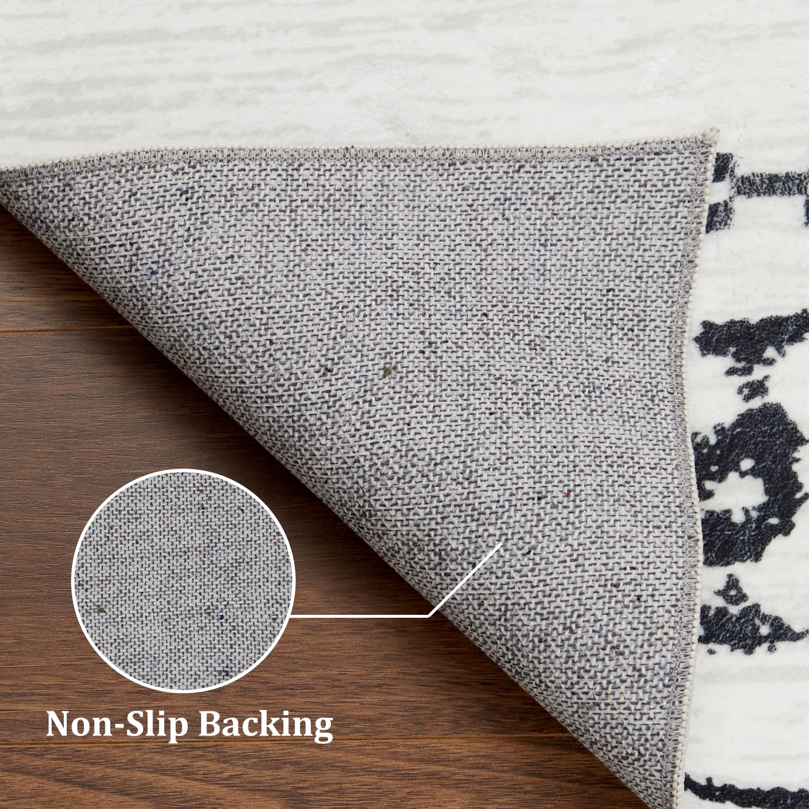 Zacoo 8x10 Non-Slip Geometric Abstract Area Rug - Low Pile Living Room Carpet, Bedroom Decor, Dining & Nursery Rug - Grey/White | Perfect for High-Traffic Areas, Pet-Friendly & Easy to Clean