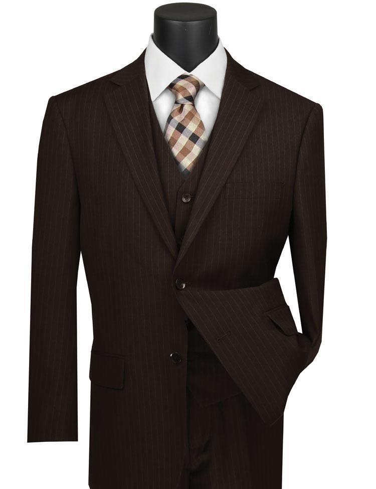 Classic Fit Brown Tone-on-Tone Pinstripe Suit for Men - Perfect for Business Meetings, Weddings & Formal Events