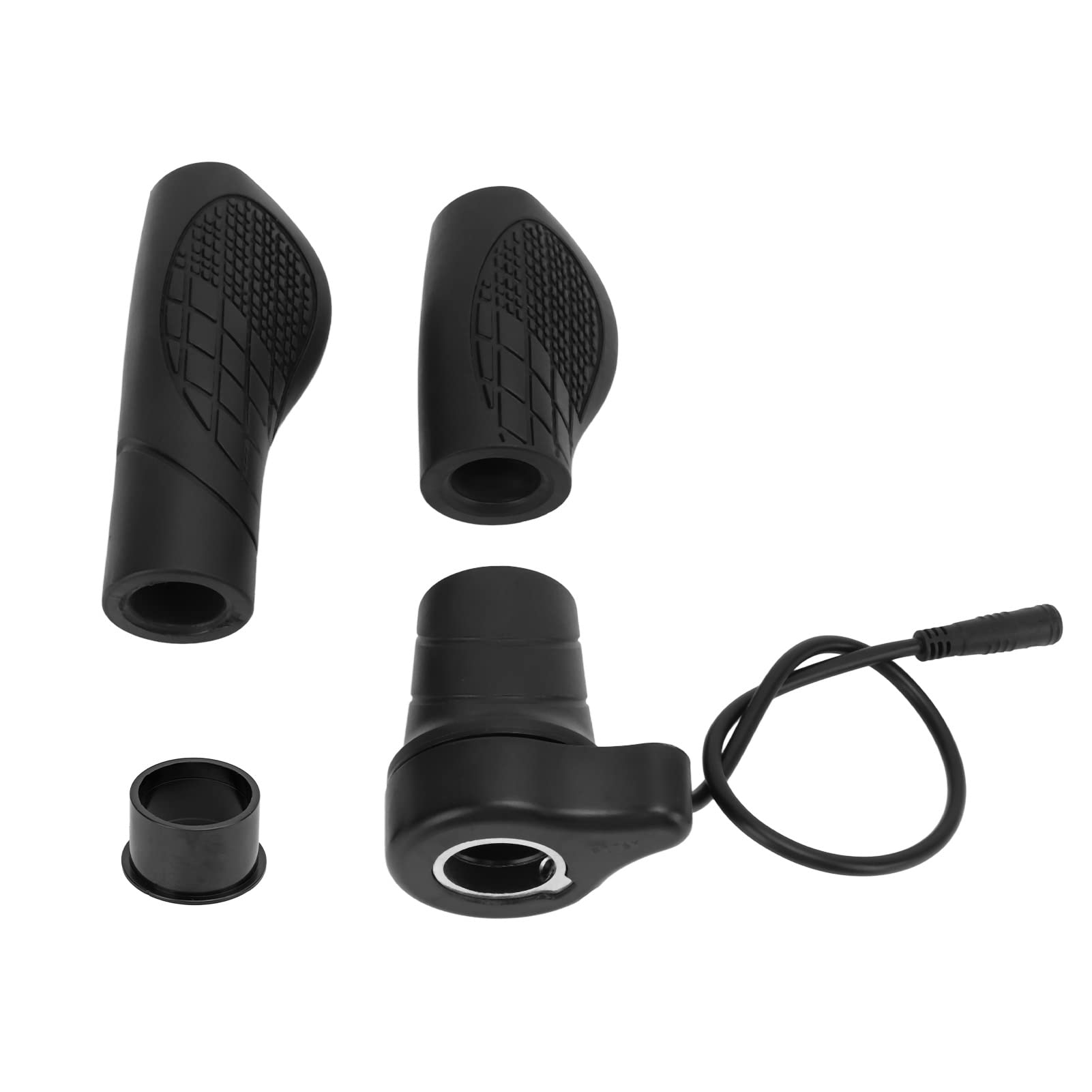 Black Rubber Half Throttle Grip for Electric Bikes & Scooters - 2.22cm Left Side Handle with Waterproof Connector - Sensitive Control for Commuting, Off-Road & Urban Riding