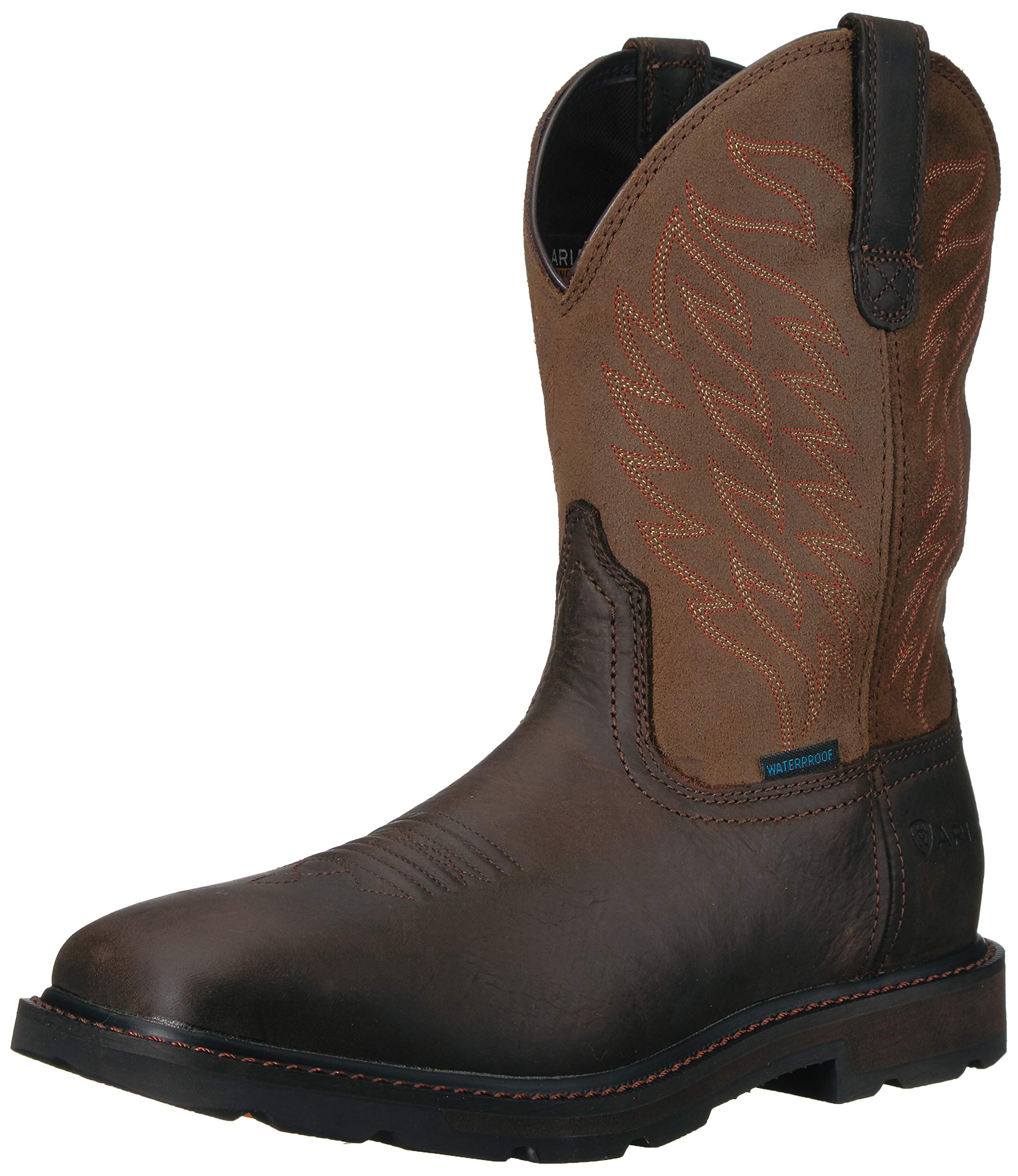 Ariat Men's Groundbreaker Wide Square Toe Waterproof Work Boots - Durable Steel Toe Construction for Construction, Farming & Outdoor Work