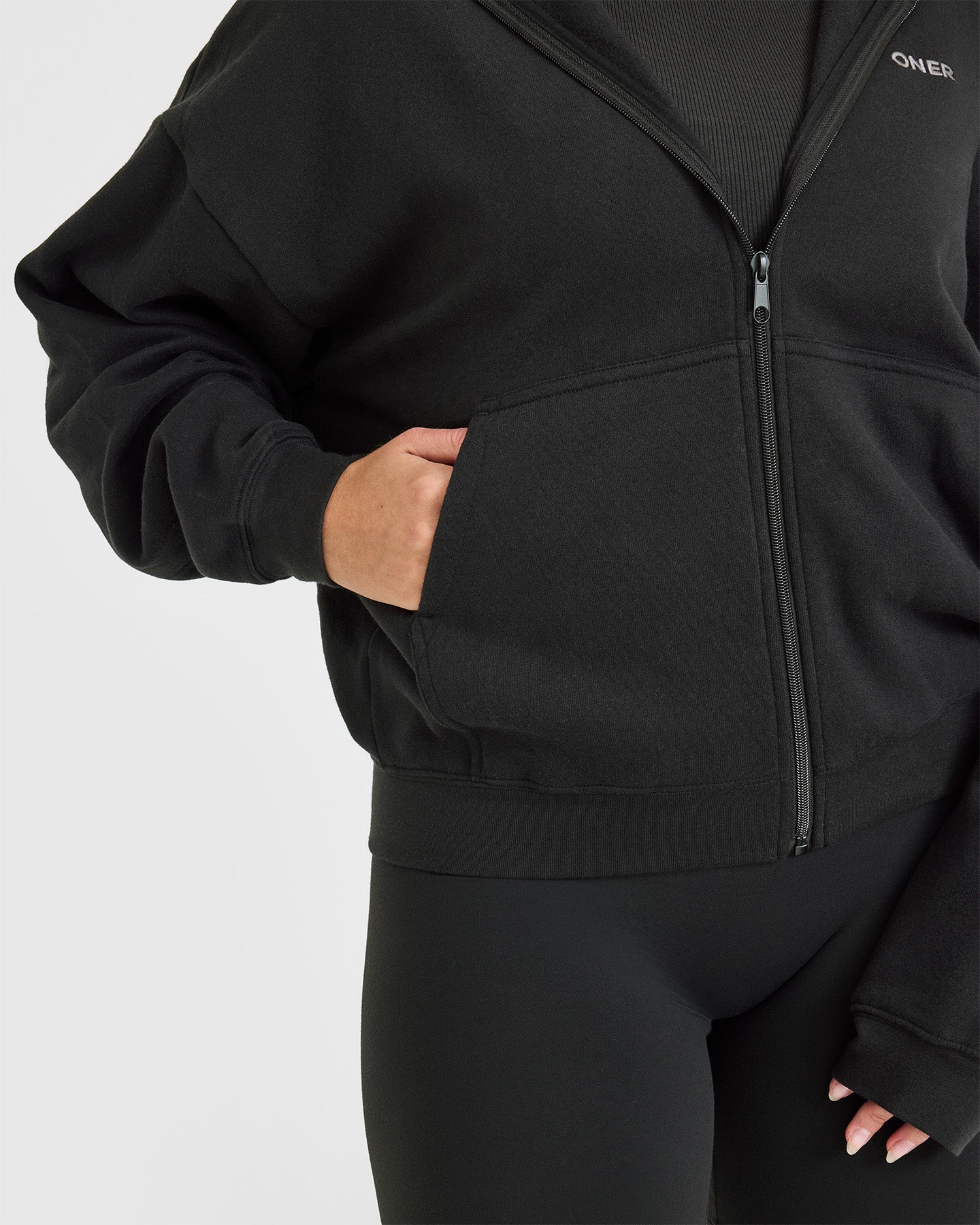 Mid Weight Zip Through Hoodie - Soft Black Fleece Pullover for Men & Women | Cozy Casual Wear for Outdoor Activities & Lounge