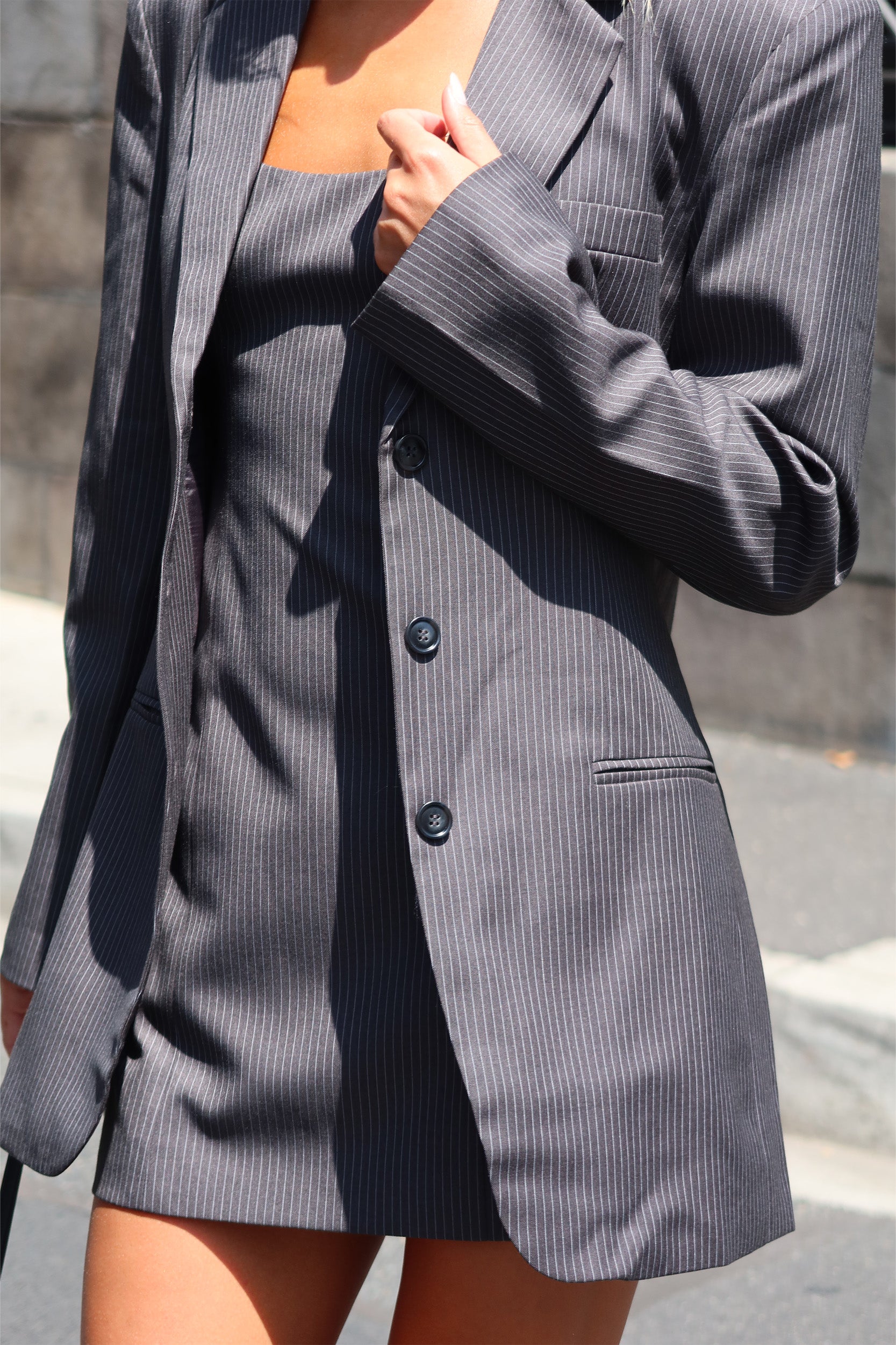 Sawyer Grey Pinstripe Blazer for Men - Slim Fit Business Suit Jacket - Perfect for Office, Weddings & Formal Events