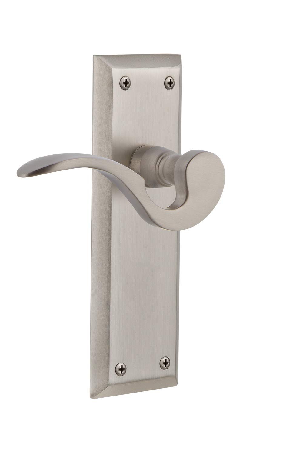 Nostalgic Warehouse New York Plate Single Dummy Manor Lever in Satin Nickel - Vintage Style Door Handle for Home & Office Interior Design