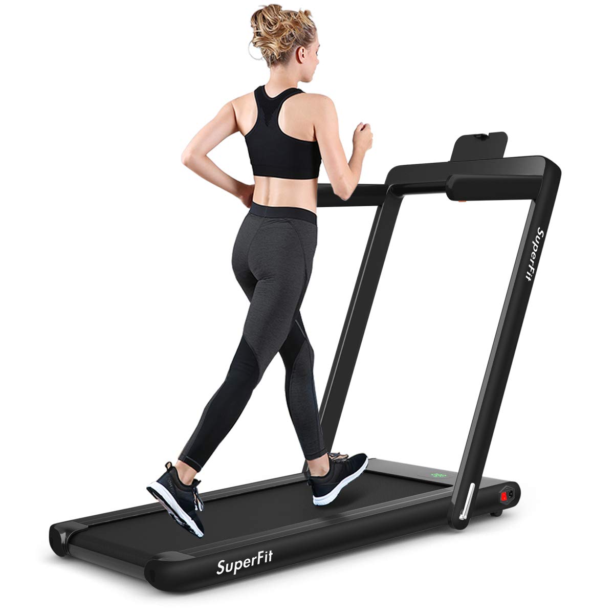 SAFEPLUS 2-in-1 Portable Folding Treadmill - Under Desk Walking Pad with Walk, Jog & Run Modes - Compact Home & Office Exercise Equipment for Workouts, Weight Loss and Active Lifestyle