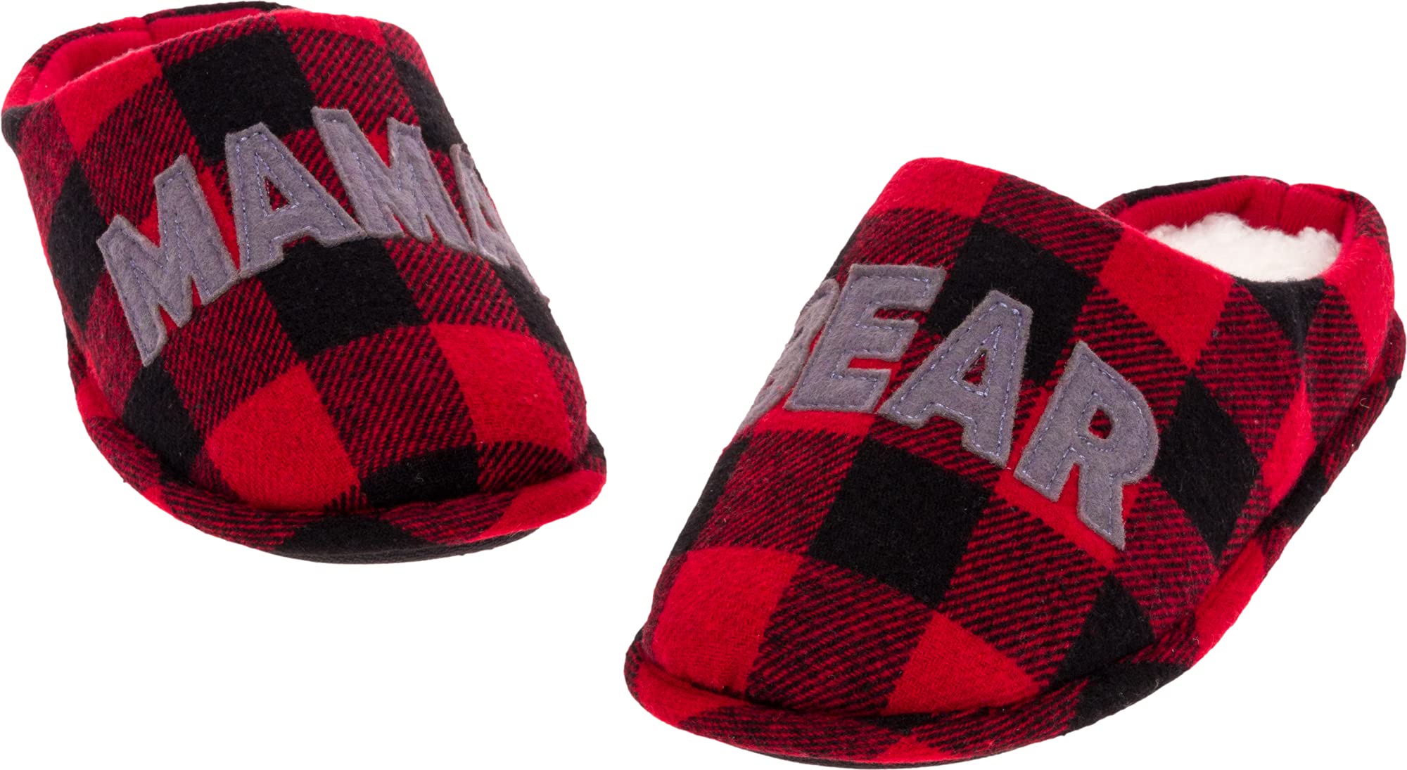 Silver Lilly Mama Bear Slippers - Cozy Buffalo Plaid House Slippers for Men, Women & Kids - Perfect for Winter Comfort at Home