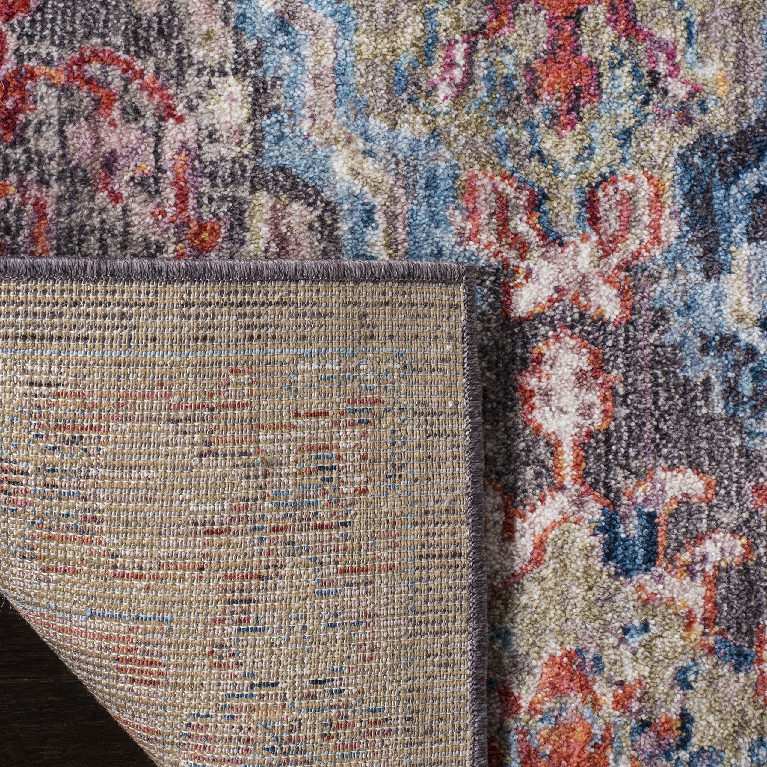 SAFAVIEH Bristol Collection 9' x 12' Area Rug - Dark Grey & Blue Bohemian Chic Distressed Design, Non-Shedding & Easy to Clean, Perfect for High Traffic Living Room, Bedroom, Dining Room & Office Spaces (BTL340A)
