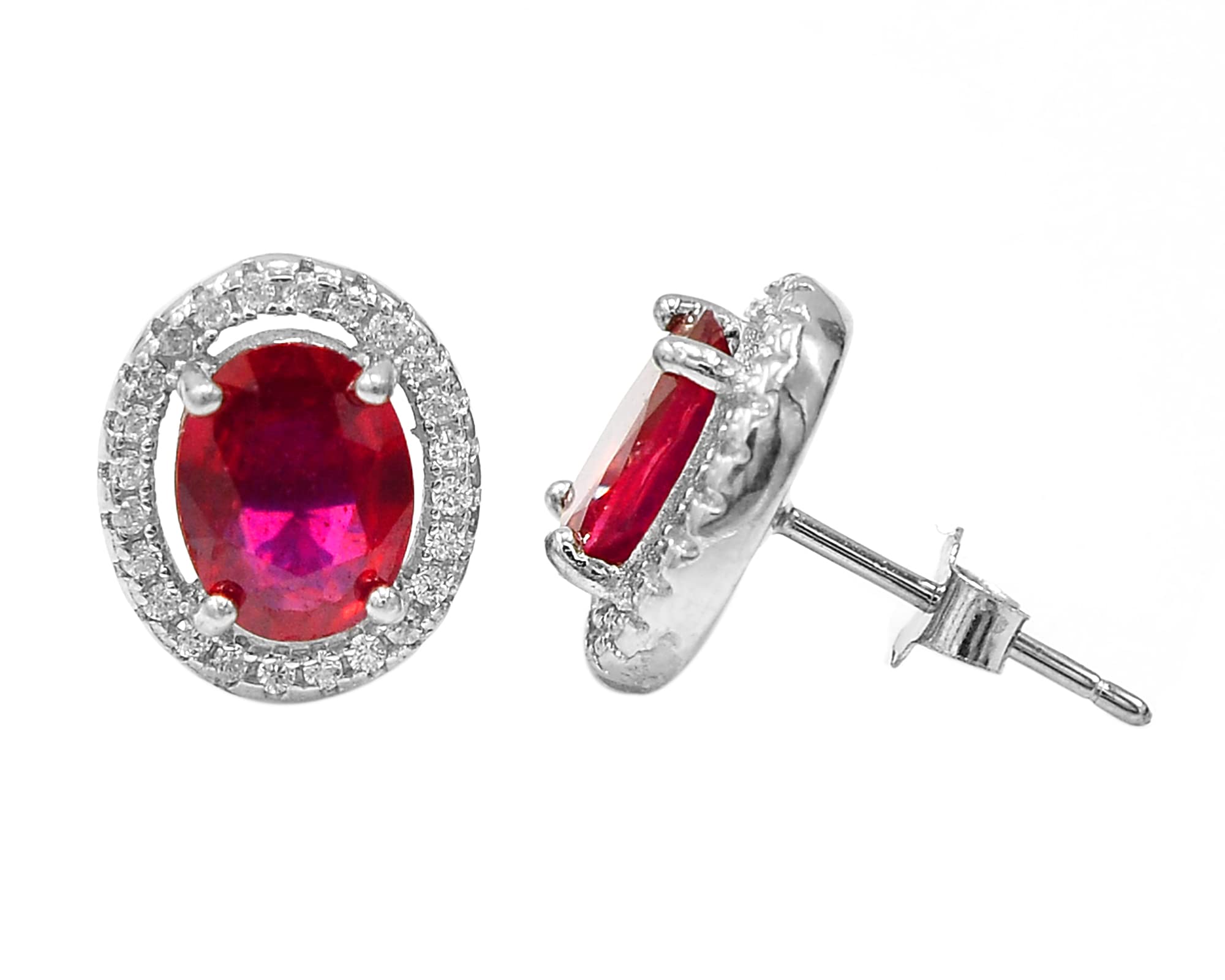 8X6 MM Oval Cut Natural Red Ruby Gemstone Ring, Earrings & Pendant Set - 925 Sterling Silver Women's Jewelry | July Birthstone, Engagement Gift for Girlfriend, Anniversary Present | Perfect for Weddings, Parties & Special Occasions