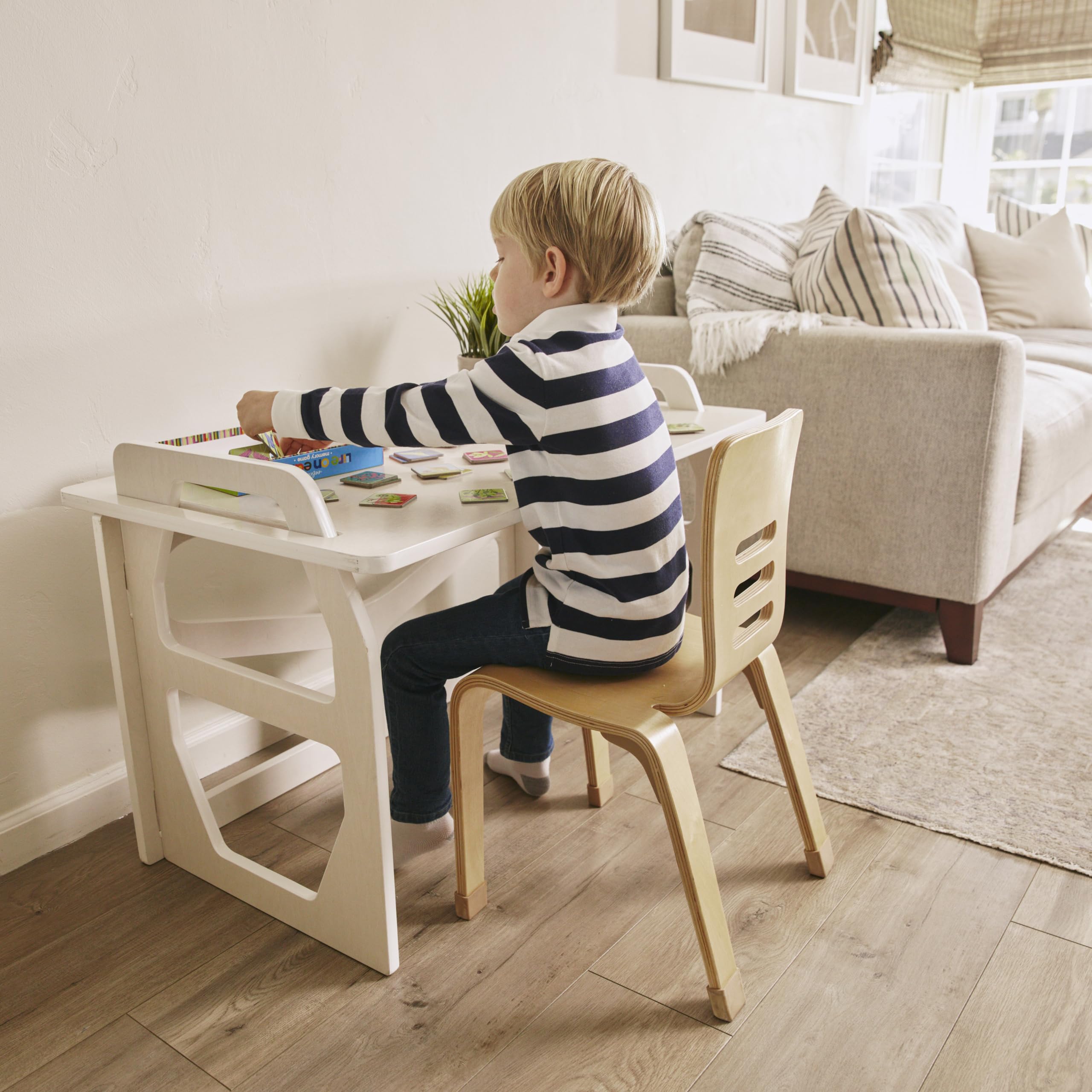 ECR4Kids StudyStation Desk - Adjustable Kids Furniture for Home & Classroom, White Wash Finish - Perfect for Homework, Reading & Learning Activities