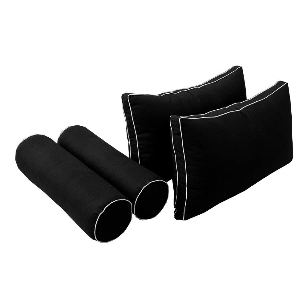 Prolinemax SLIPCOVER ONLY - S2 Outdoor Daybed Mattress Bolster Backrest Cushion Covers with Contrast Trim for Twin-XL Size (AD109) | Perfect for Patio, Poolside & Garden Furniture Protection