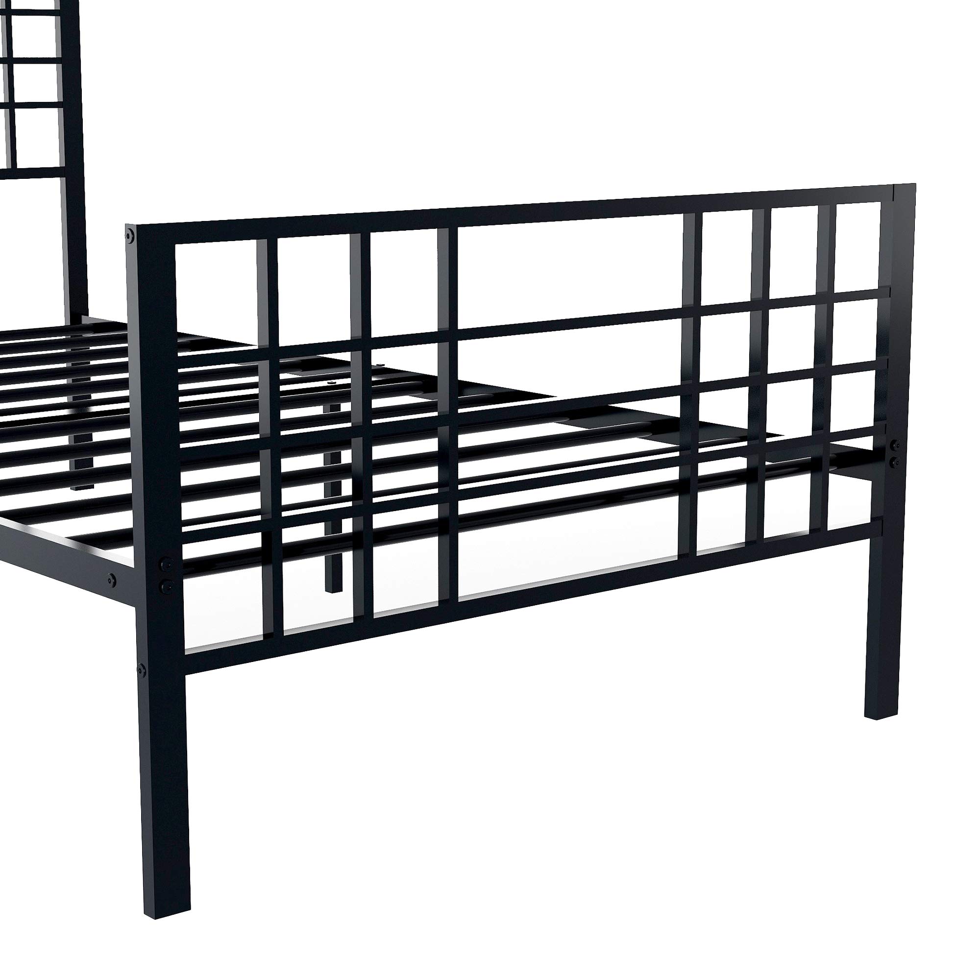 Metal Platform Bed Frame with Headboard & Footboard - Twin Size Mattress Base, Sturdy Iron-Art Design for Bedroom, Dorm, Kids Room | Black Steel Finish | Space-Saving & Easy Assembly | Perfect for Small Spaces & Teen Bedrooms