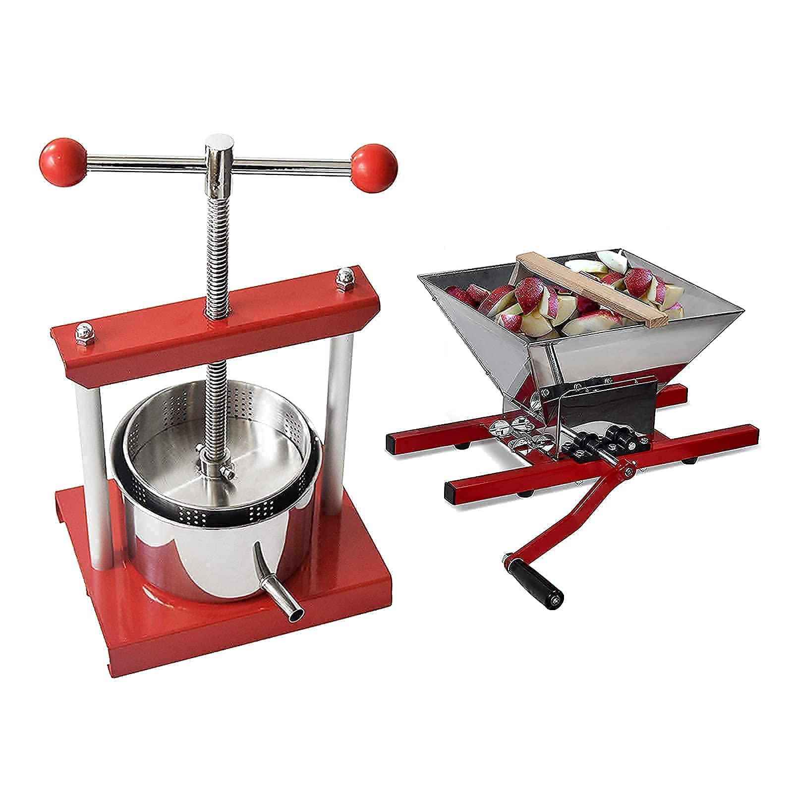 Premium Manual Fruit Press - 1.6 Gallon/6L & 1.8 Gallon/7L Dual Capacity for Cheese, Herbs, Wine Making - Heavy Duty Apple Crusher for Home Brewing & Juice Extraction