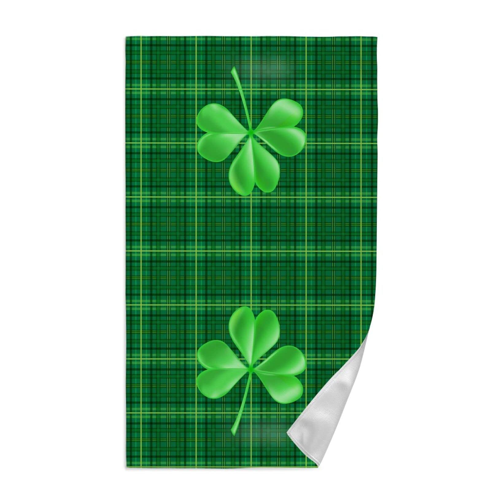 Premium Green Shamrock Plaid Dish Towels - Super Soft & Highly Absorbent Kitchen Hand Towels for St. Patrick's Day Decor - 15.7x27.5 Inch Multipurpose Towels for Home, Bathroom, Hotel, Gym & Spa - Perfect for Irish-Themed Parties, Holiday Gifts & Cozy Farmhouse Kitchens
