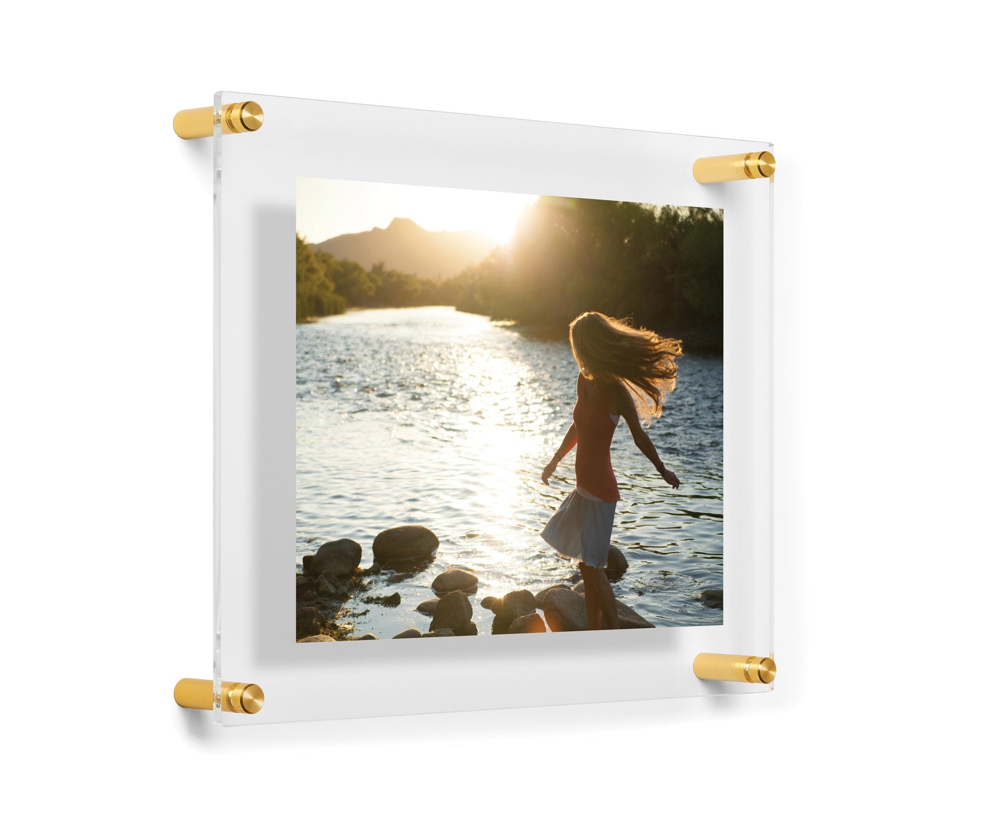 Premium Double Panel Acrylic Floating Frames - Gold Display for Artwork, Photos & Memorabilia - Perfect for Home Decor, Gallery Walls & Office Displays
