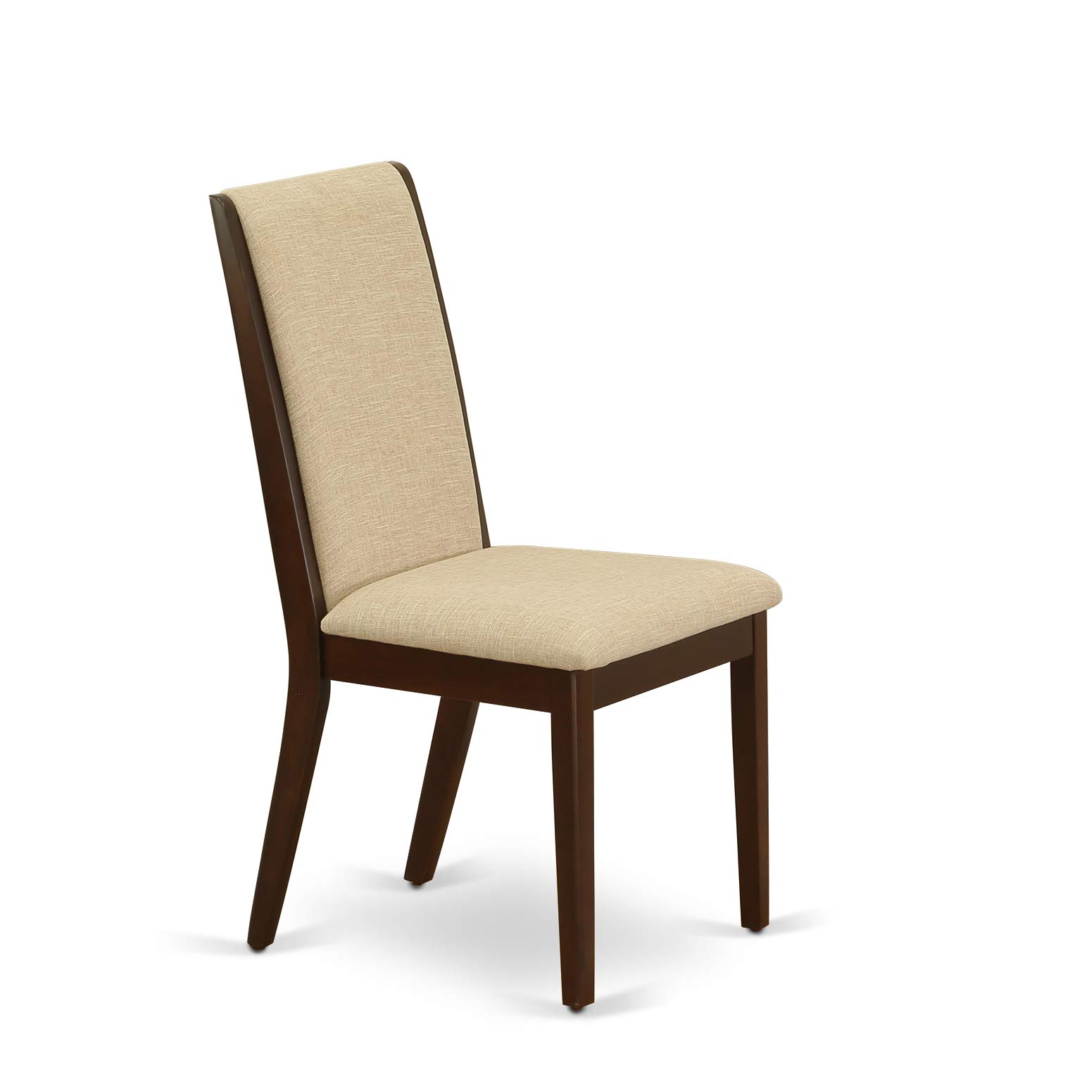 East West Furniture ESLA3-MAH-04 3-Piece Round Kitchen Dining Table Set with Pedestal Base & 2 Linen Parsons Chairs, 30x30 Inch, Mahogany Finish – Perfect for Small Spaces, Breakfast Nooks & Cozy Apartments