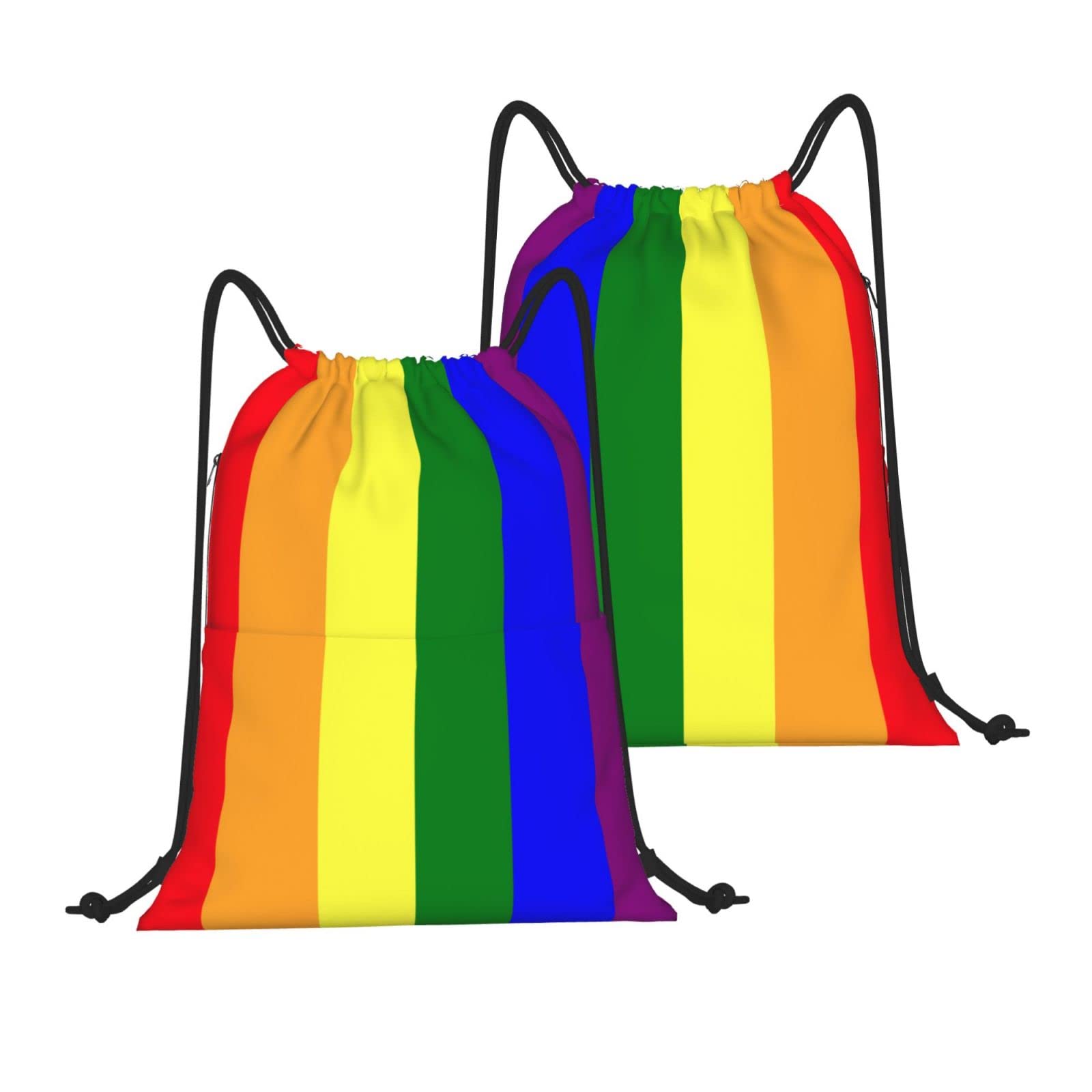 LGBTQ+ Pride Rainbow Drawstring Backpack - Waterproof Gym Sack for Men & Women - Perfect for Beach, Yoga, Travel, School & Gifts - One Size Fits All