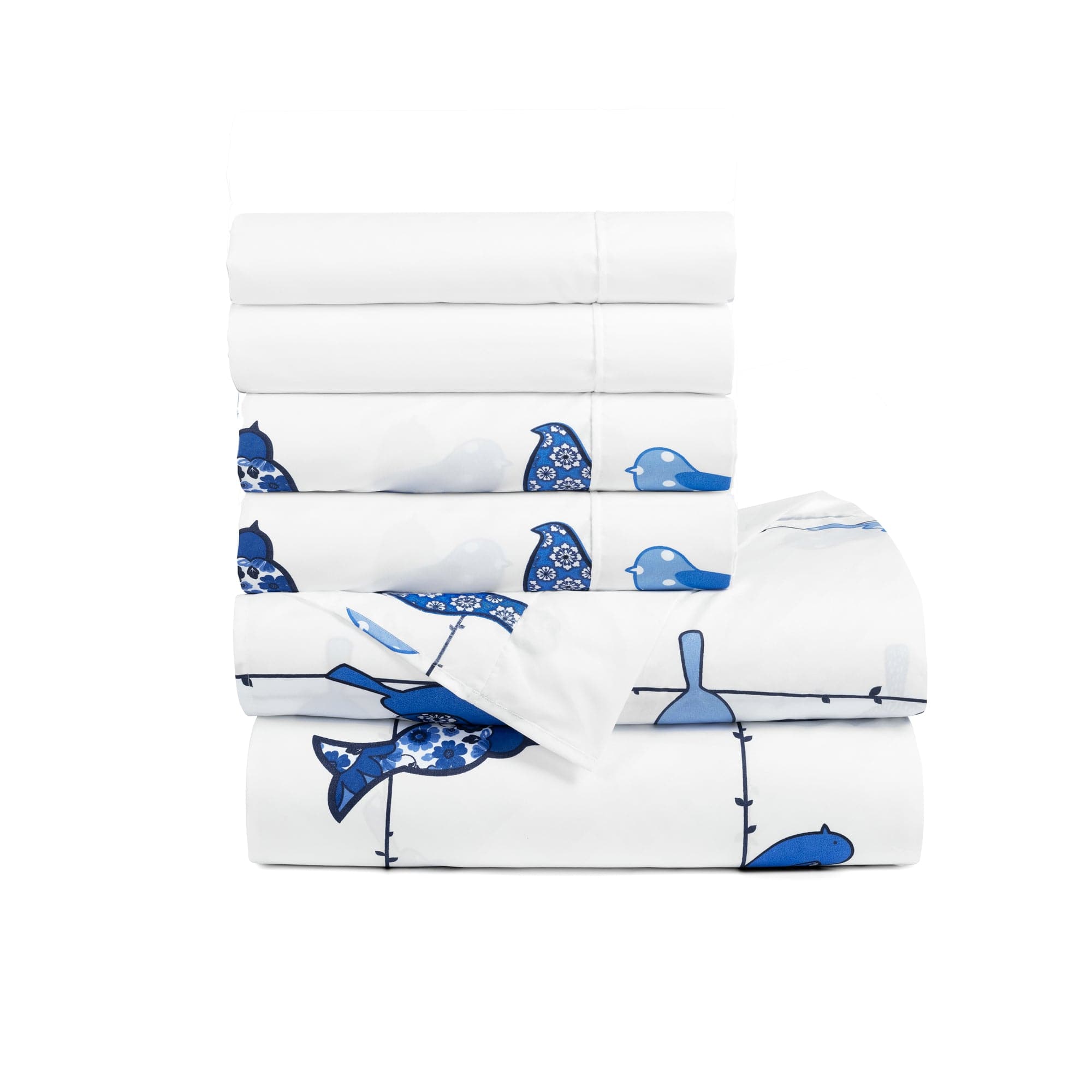 Rowley Birds 6-Piece Soft Cotton Sheet Set - Queen Size Bedding for Comfortable Sleep, Breathable & Cozy - Perfect for Master Bedroom, Guest Room, or Dorm