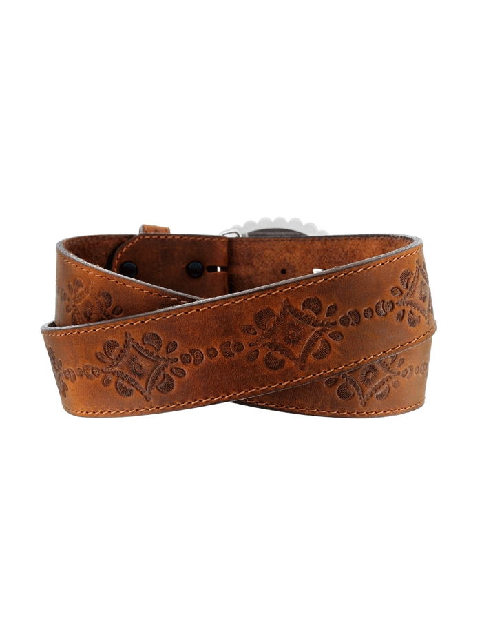Justin C21369 Women's Navajo Heart Leather Belt - Vintage Brown Leather Belt for Women - Perfect for Boho, Western & Casual Outfits