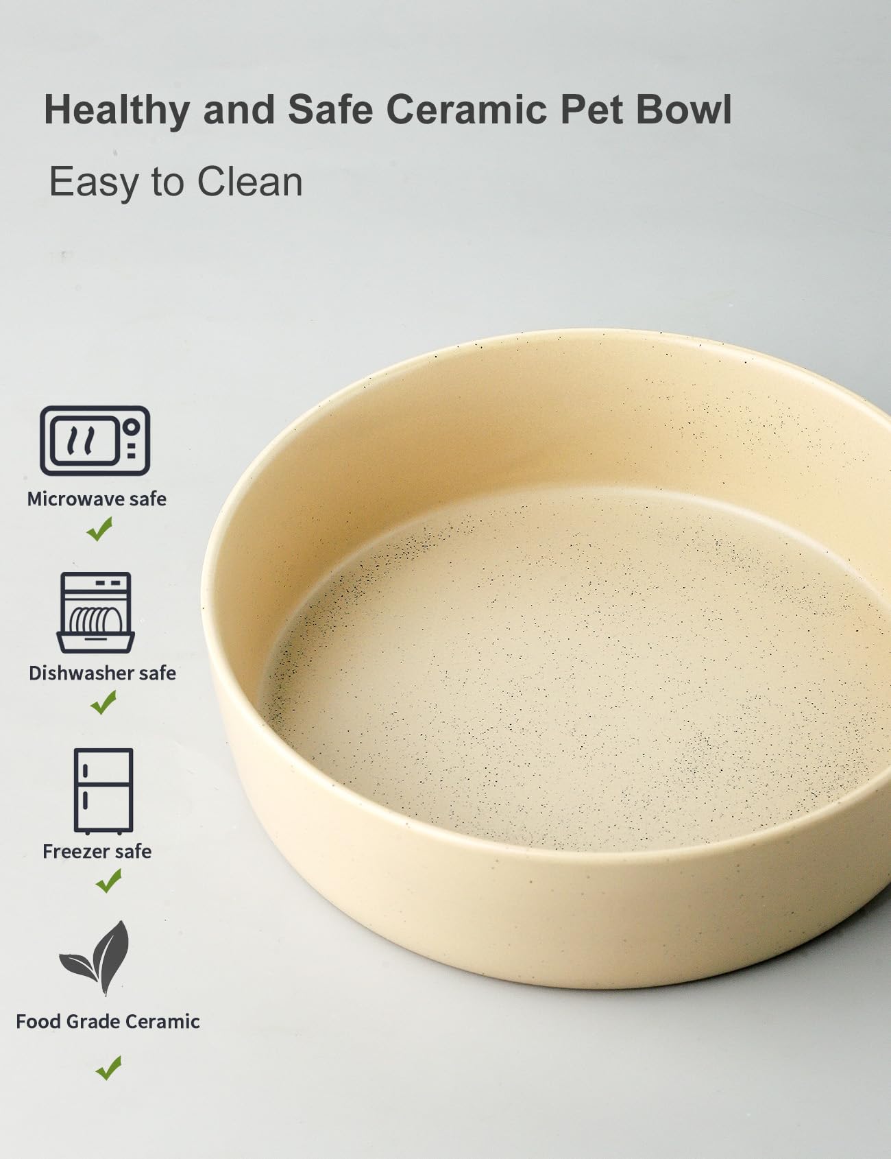 UBEE Ceramic Dog Bowl - 7 Inch Non-Slip Pet Food and Water Dish for Small to Medium Dogs & Large Cats - Durable Spotted Beige Design for Indoor/Outdoor Feeding - Perfect for Home, Travel, and Vet Visits