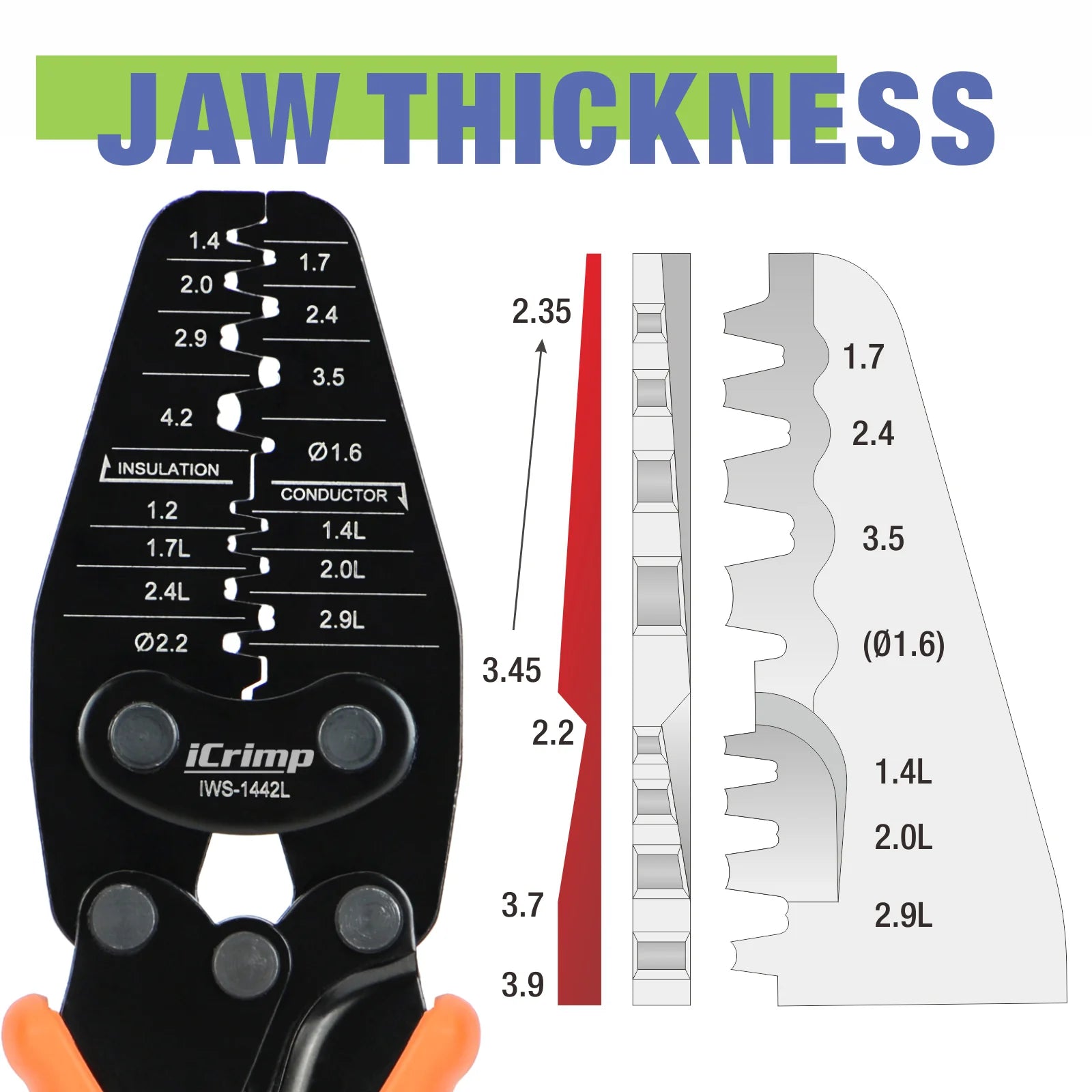 IWS 1442L Micro Connector Crimper Tool for AWG30-14 Open Barrel Terminals - Compatible with Molex & TE AMP - Ideal for Electronics, Automotive, and DIY Wiring Projects