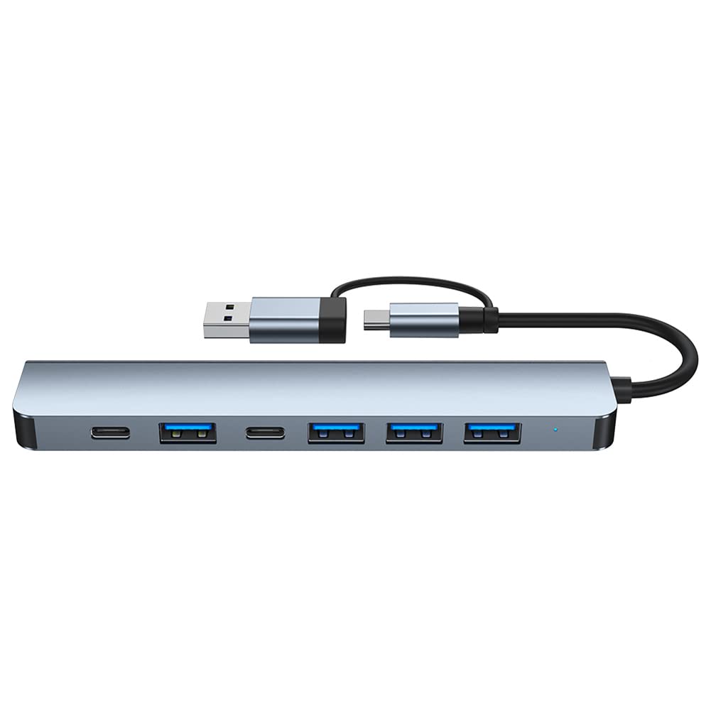 7-Port USB 3.0 Hub High-Speed Data Transfer Splitter Adapter for PC Laptop Mac - Perfect for Home Office, Gaming & Travel Accessories