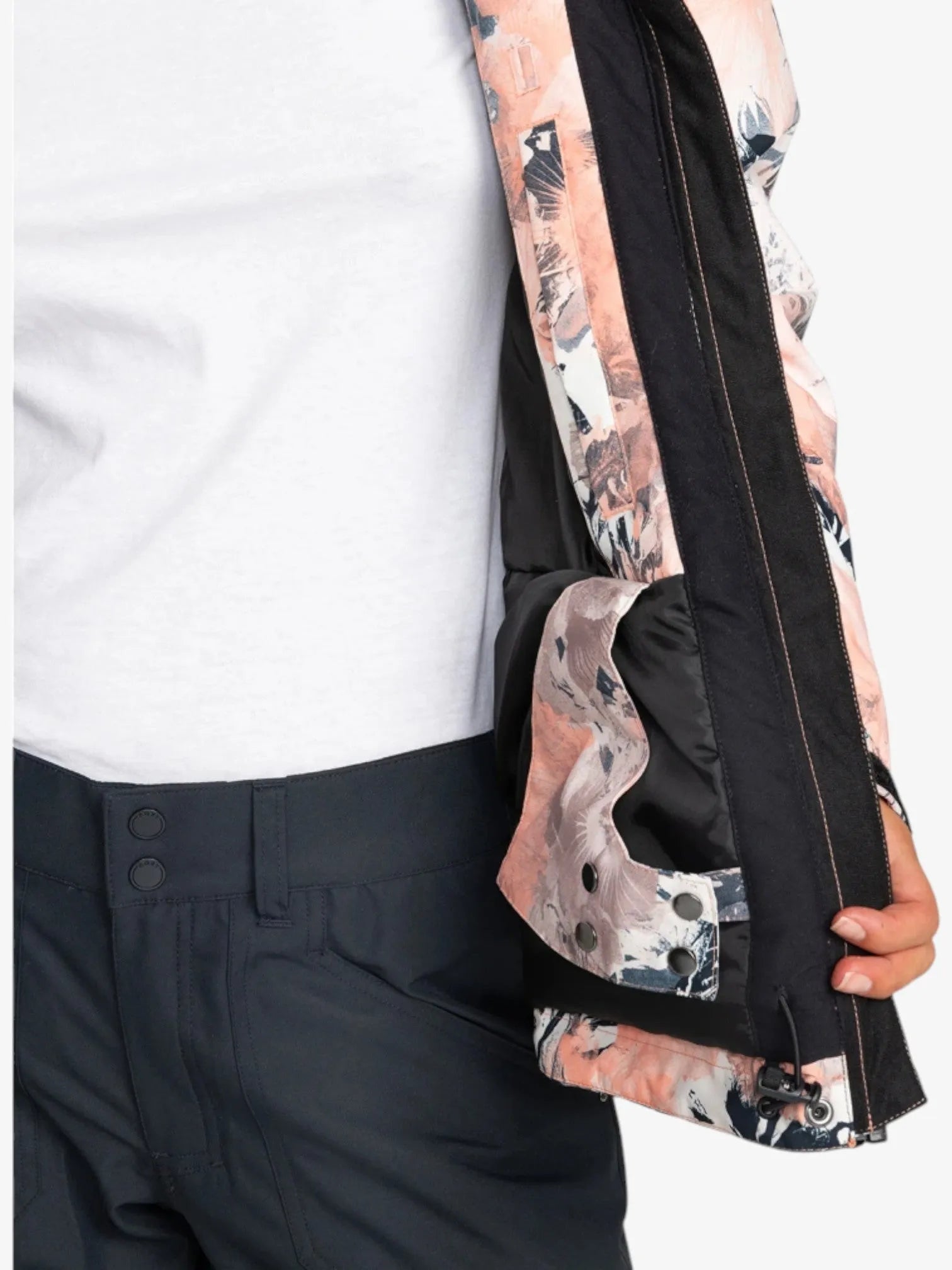 ROXY Jetty Solid Coral Print Snow Jacket - Women's Waterproof Winter Coat for Skiing & Snowboarding