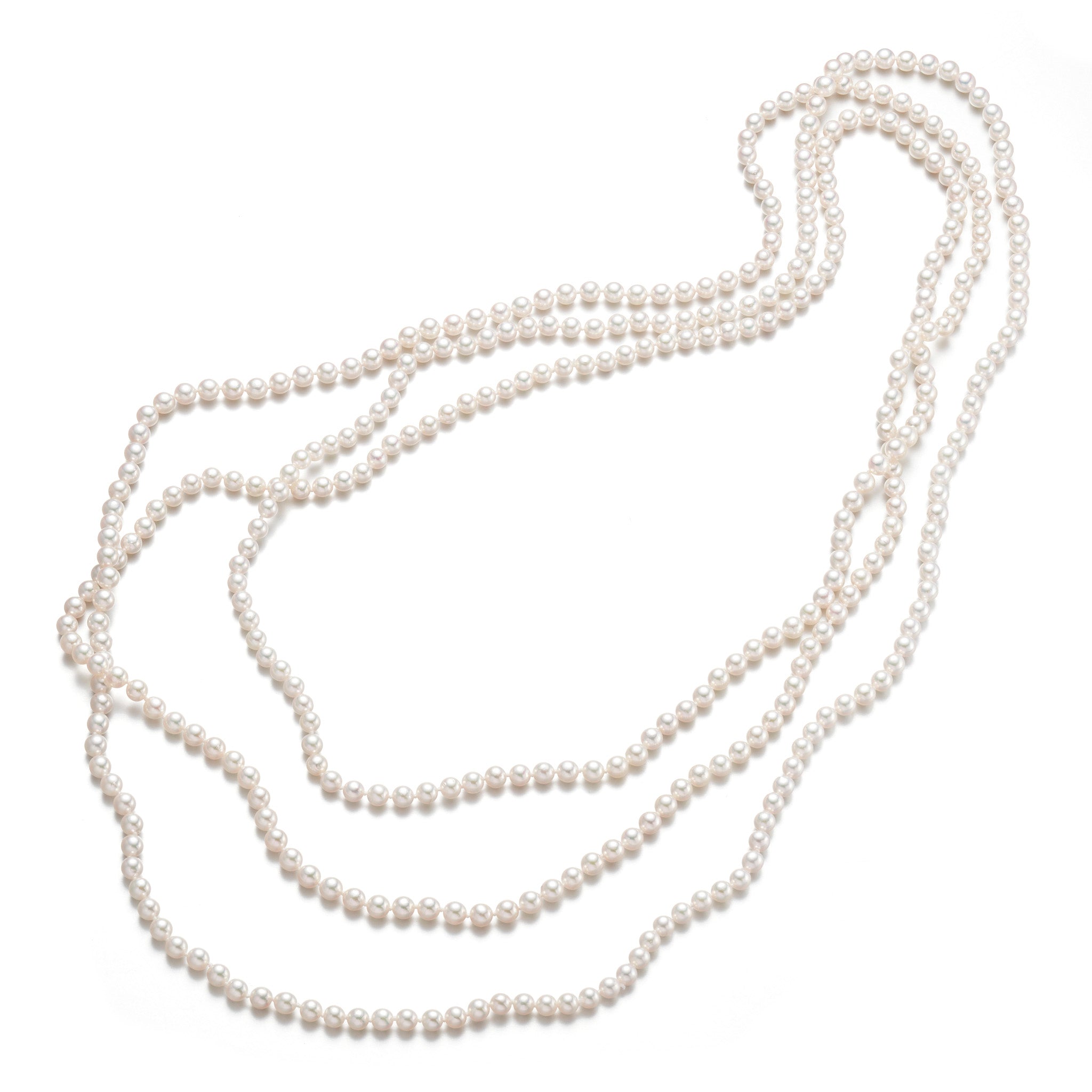 4mm White Akoya Pearl Rope Necklace - Elegant Pearl Jewelry for Women, Perfect for Weddings, Parties & Special Occasions