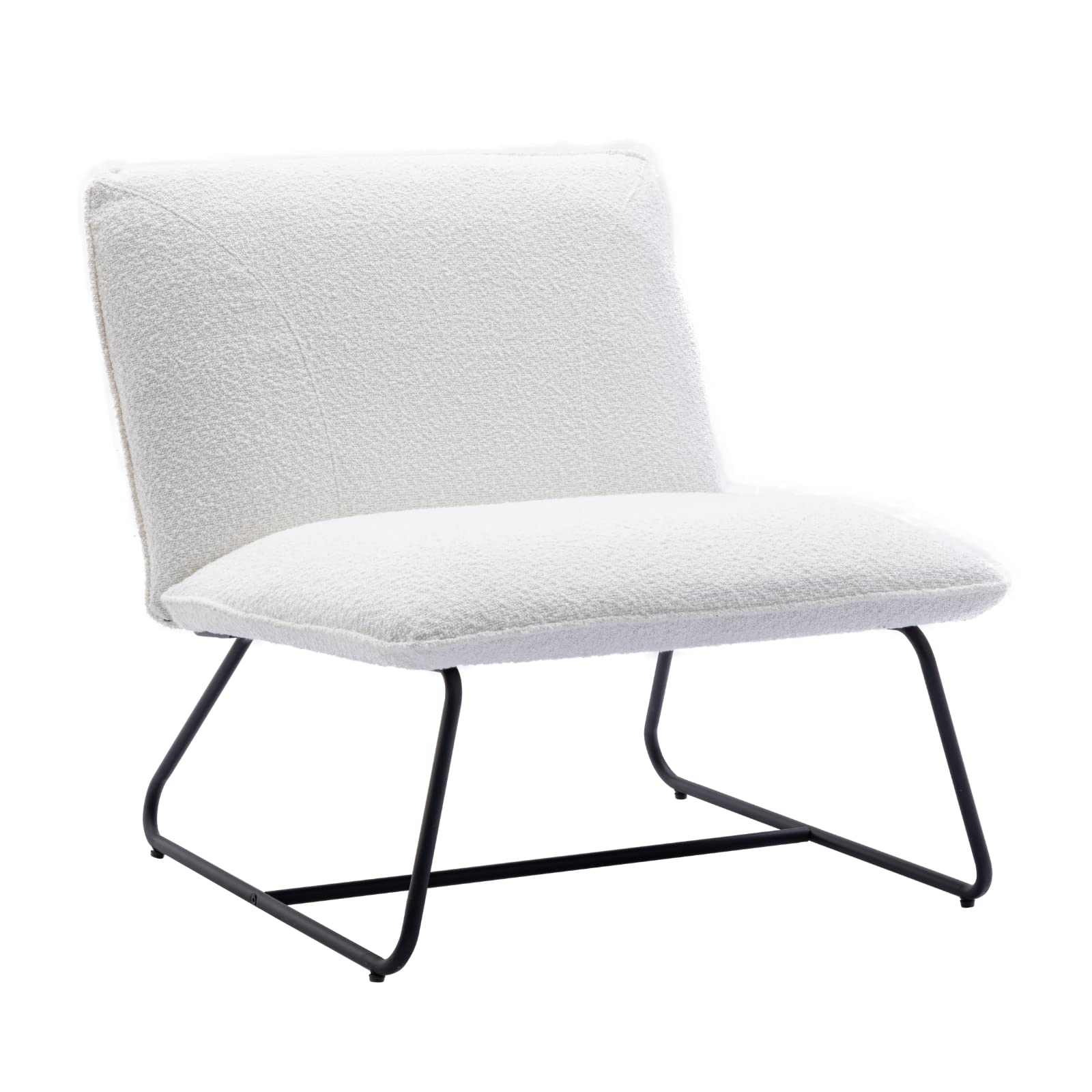 Modern Accent Chair with Sturdy Metal Frame & Soft Lamb Fur Fabric - Cozy Living Room Chair with Ergonomic Backrest - Upholstered Reading Side Chair for Bedroom & Office - Perfect for Relaxing, Reading & Home Decor (White)