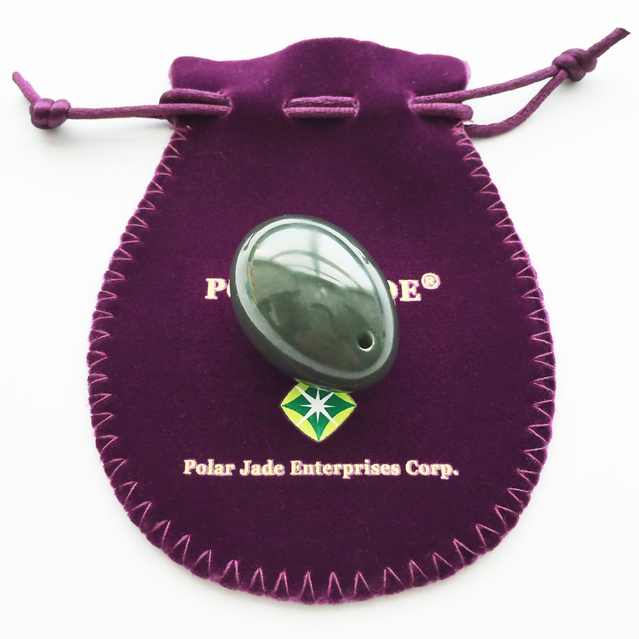 Authentic Nephrite Jade Egg - 35x25mm Drilled Yoni Egg for Pelvic Floor Exercise & Intimate Wellness by Polar Jade - Perfect for Yoga, Meditation & Holistic Healing