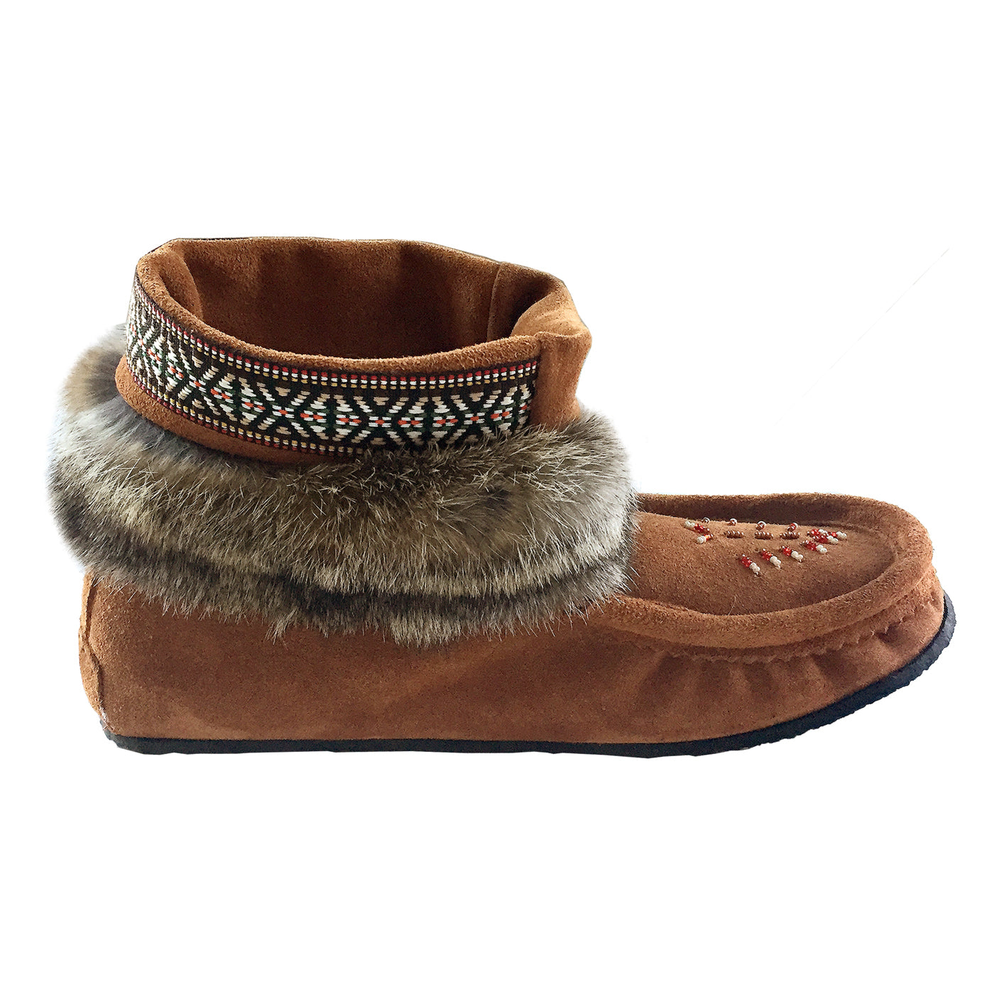 Women's Dark Tan Ankle Boots with Rabbit Fur - Cozy Winter Mukluks for Cold Weather & Outdoor Adventures