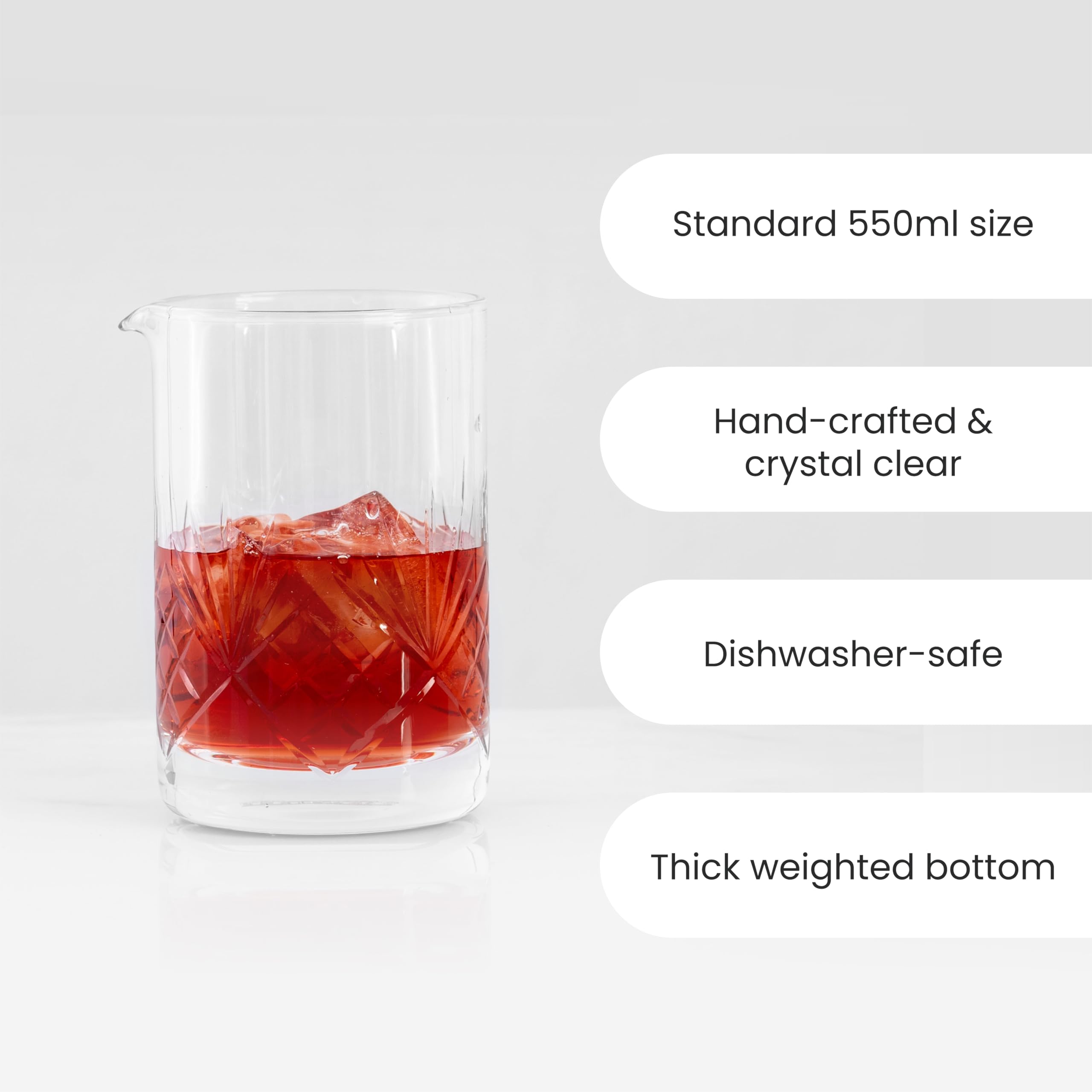 A Bar Above Botanica Cocktail Mixing Glass - 18oz Thick & Sturdy Glass Beaker for Mixing & Stirring Drinks - Professional Bar Tools for Home & Commercial Use - Perfect for Cocktail Parties, Bartending & Mixology