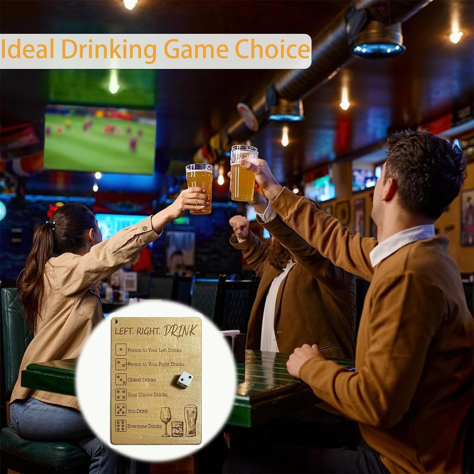 Left Right Center Drinking Game Set - Fun Party Dice Game with Plates & Bags for Adults - Interactive Social Board Game for Bars & Gatherings - Perfect for Game Nights, Bachelor Parties & Social Events (1pc)