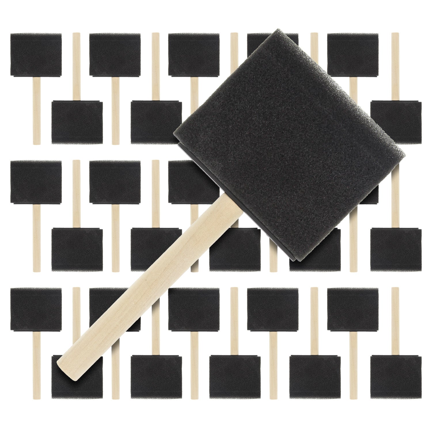 3 Inch Foam Sponge Wood Handle Paint Brush Set - Super Value Pack of 30 - Lightweight & Durable for Acrylics, Stains, Varnishes - Perfect for DIY Crafts, Home Painting & Art Projects