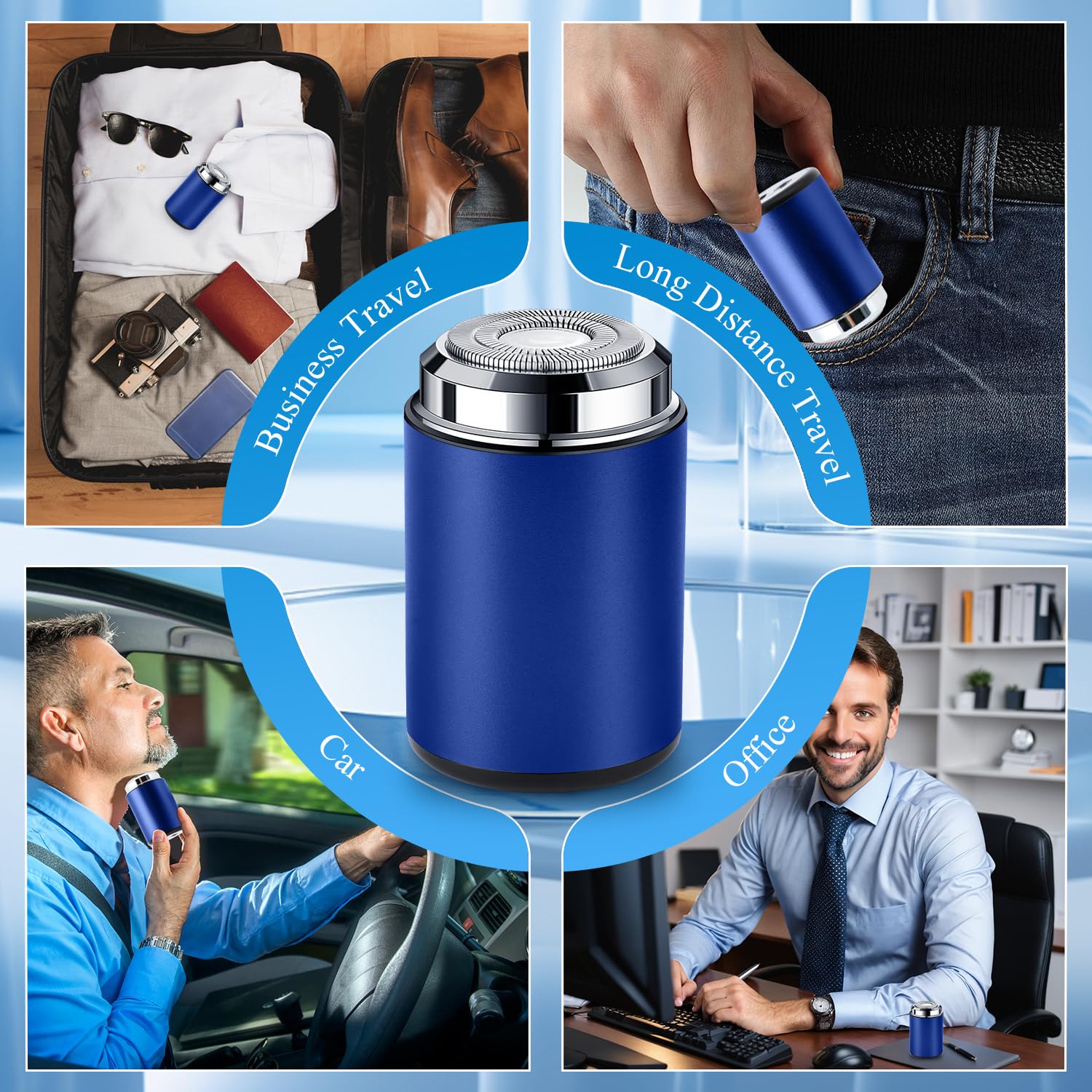 Unisex Mini Portable Electric Shaver - USB C Rechargeable Waterproof Trimmer for Face, Legs, Armpit, Chest & Body Hair | Travel & Gym Essential (Blue)