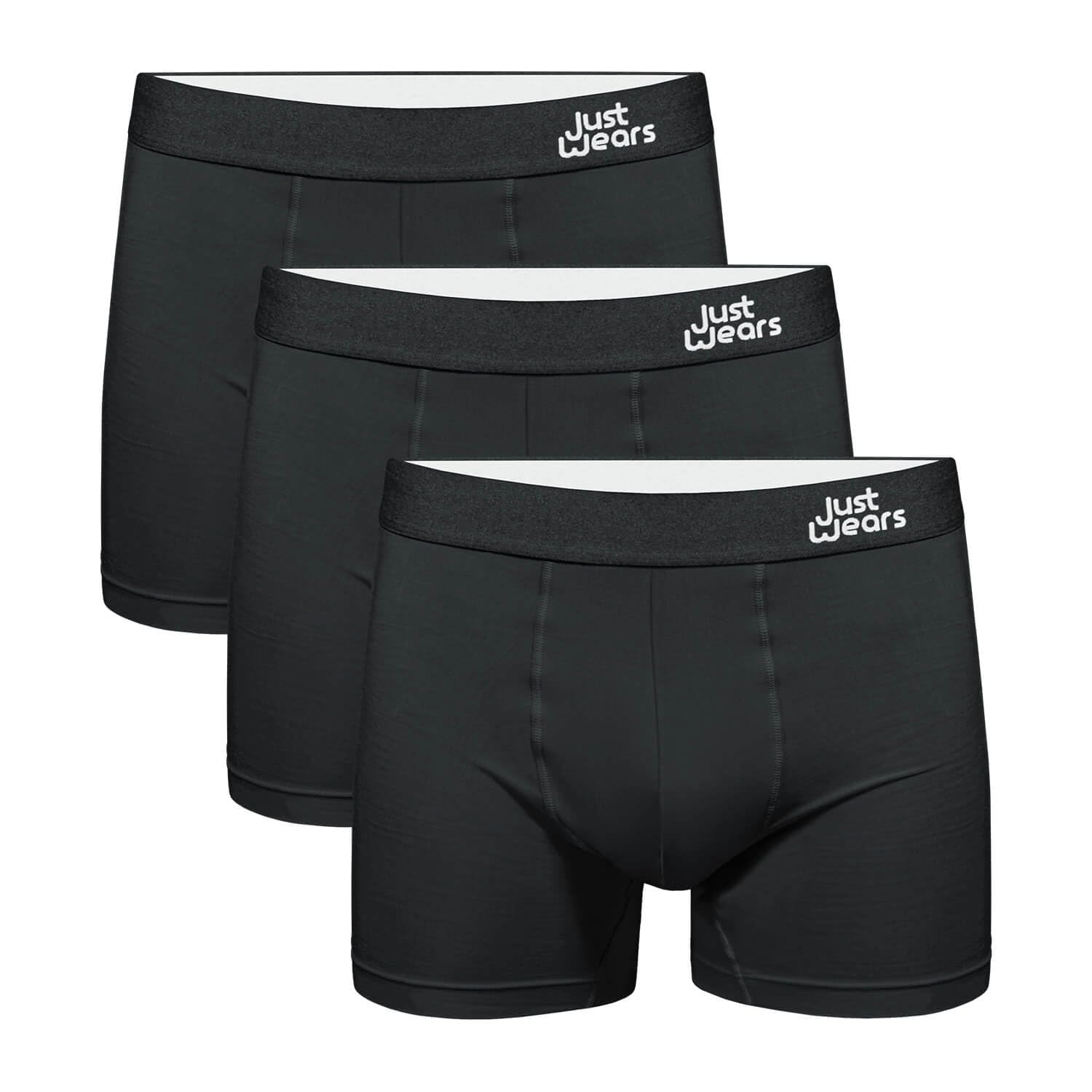 JustWears Men's Boxer Briefs 3-Pack - Anti-Chafing Underwear for Comfort & Support - Perfect for Workout, Travel & Everyday Wear