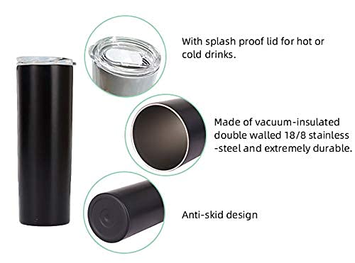 QOMOLANGMA 25PCS 20oz Stainless Steel Skinny Tumbler - Double Wall Vacuum Insulated Blank Water Bottle for Laser Engraving, Travel Cup with Sealed Lid - Perfect for Custom Gifts, Promotions & Outdoor Activities