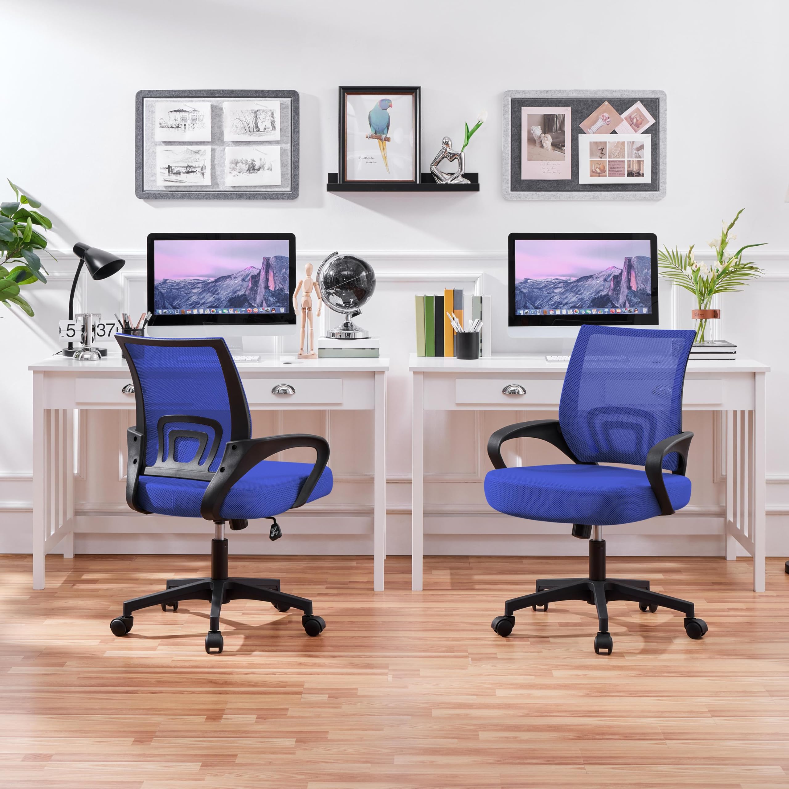 Topeakmart 2-Pack Ergonomic Office Chair with Mesh Back & Arms - Adjustable Executive Desk Chair for Back Pain Relief - Perfect for Home Office, Gaming & Workspace (Blue)