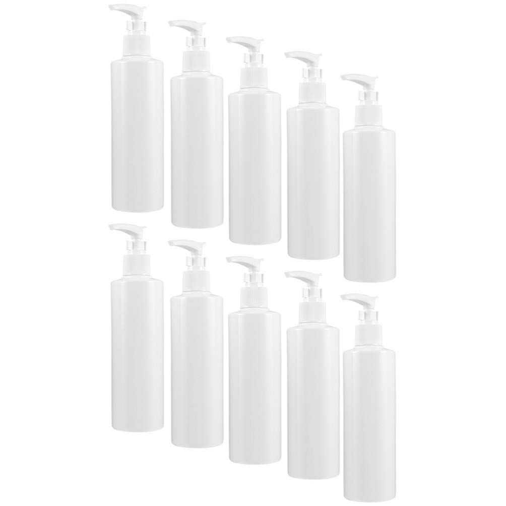 HEALLILY 10-Pack 250ML Refillable Plastic Lotion Bottles with Pump Dispenser - Leak-Proof Travel Containers for Shampoo, Massage Oil, Body Lotion & More - Perfect for Home, Salon & Gym Essentials
