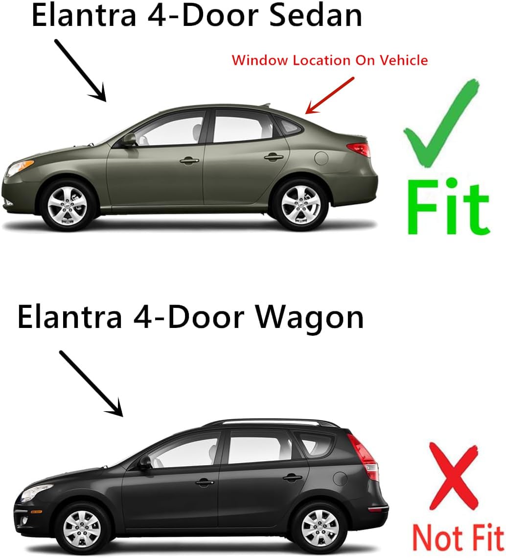 Heated Rear Window Glass Replacement for 2007-2010 Hyundai Elantra 4-Door Sedan - Defrosting Solution for Winter Driving & Cold Weather Comfort