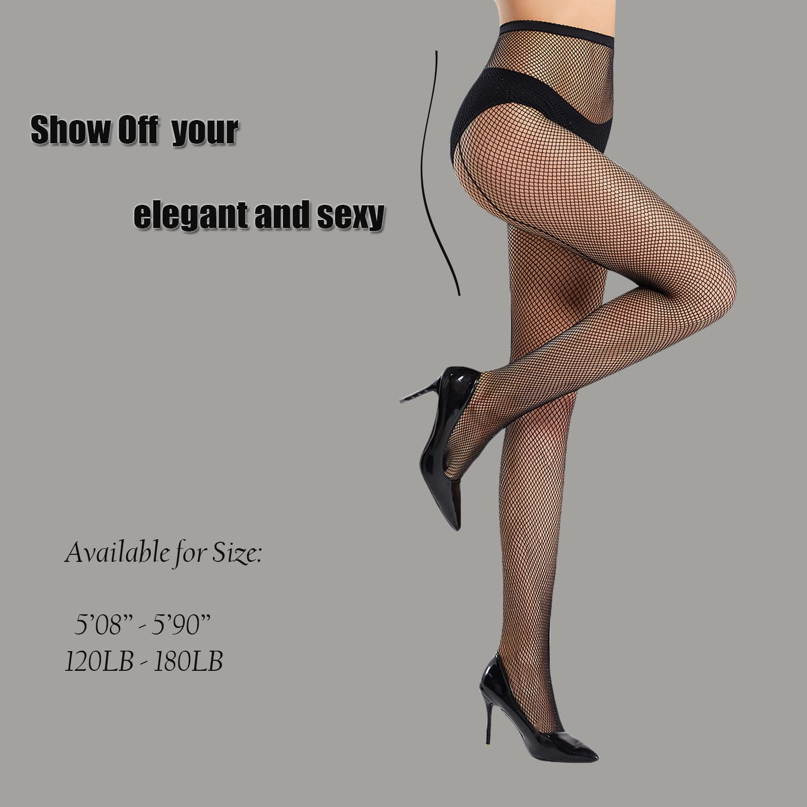 Sheer Patterned Fishnet Tights - 2 Pack High Waist Lace Stockings with Back Seam, Hollow Mesh Pantyhose for Women | Perfect for Cosplay, Halloween, Party Outfits & Fashion Styling